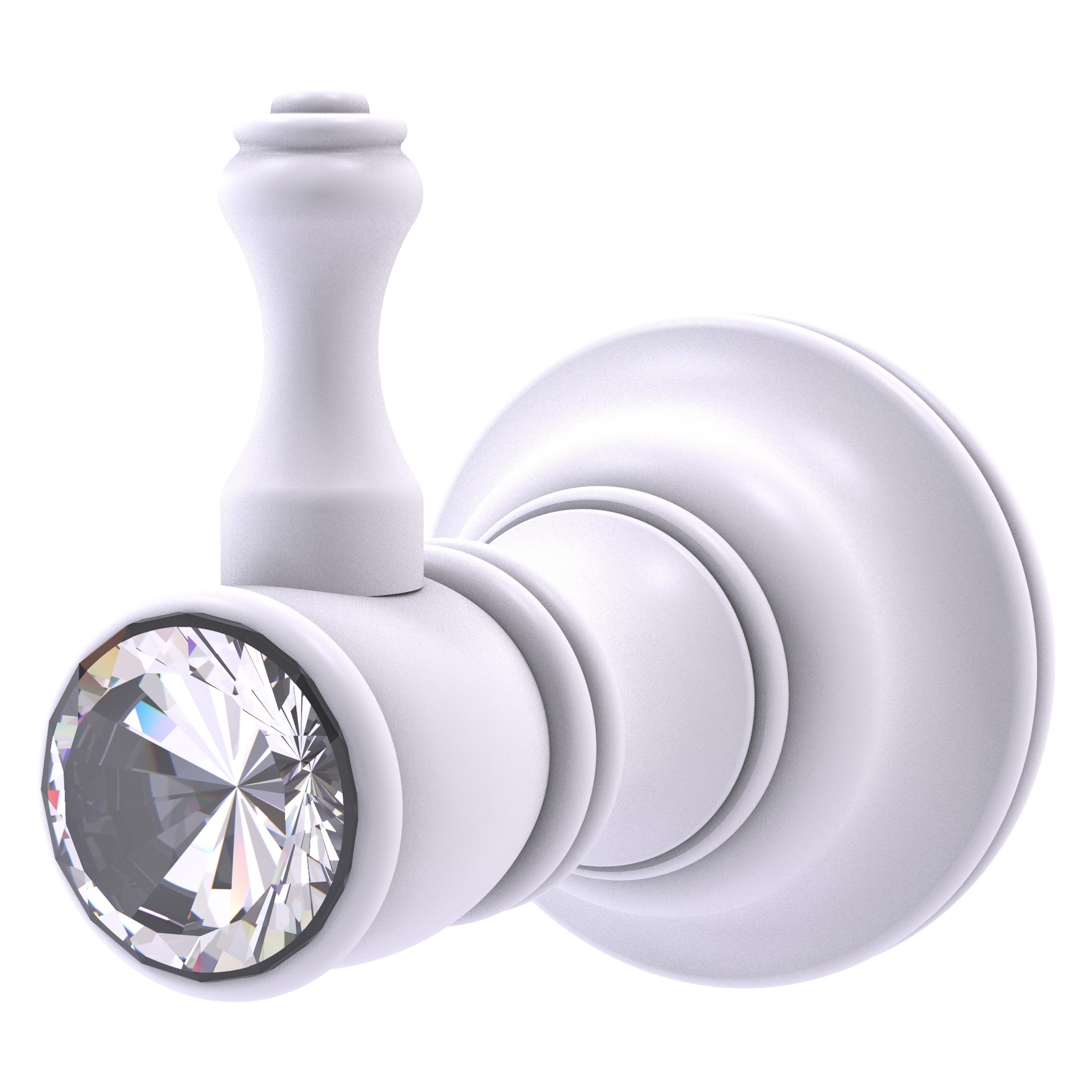 Allied Brass CC-20-WHM Carolina Crystal Matte White Single -Hook Wall mount Towel Hook