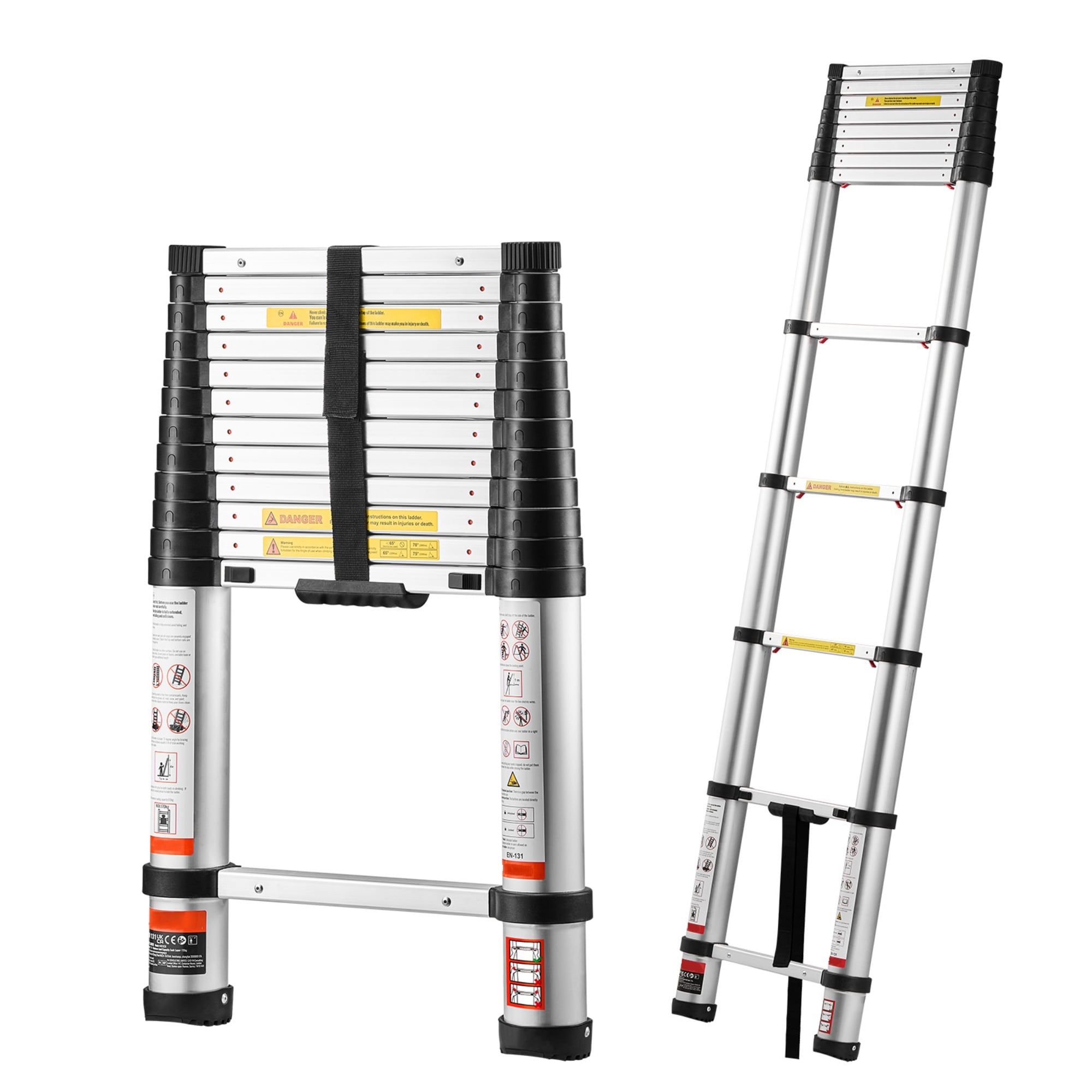 Lirago 12.5ft Telescoping Ladder Aluminum Lightweight Multi-Purpose ...