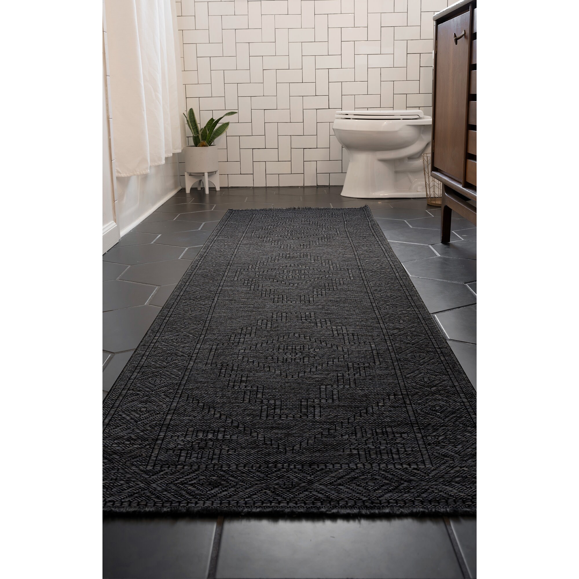 Tayse ALM2430 2X8 Alma 2 x 8 (ft) Loomed Cotton Ash Rectangular Indoor Geometric Mid-Century Modern Machine washable Runner rug