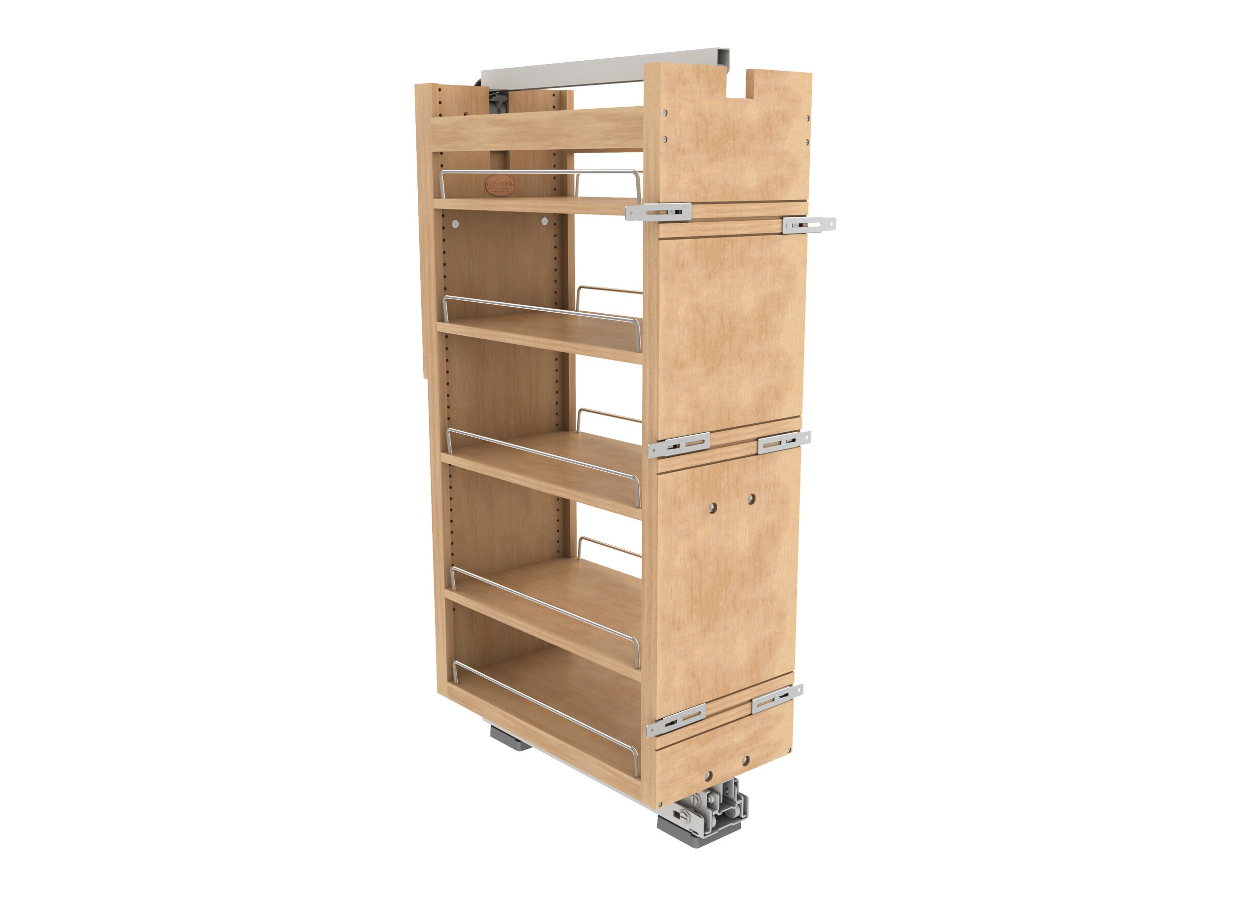 Rev-A-Shelf 448-TPF43-11-1 448 (Tall) Series 11-Inches W x 44.875-Inches H x 22.39-Inches D 5 -Tier Cabinet-mount Light Brown Wood Soft Close Pull-out Sliding shelf kit
