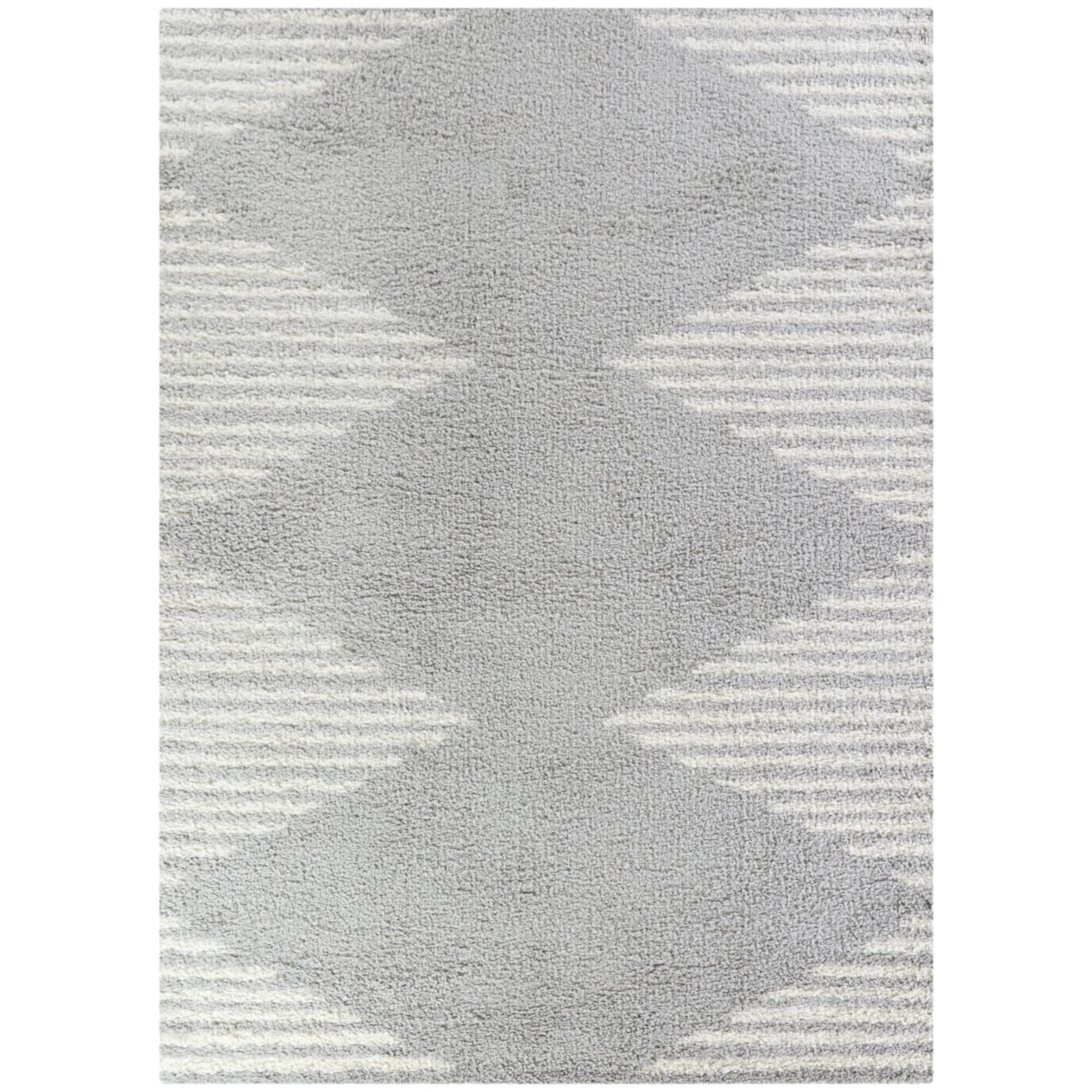 Gray Striped Shag Synthetic 5' x 7' Area Rug