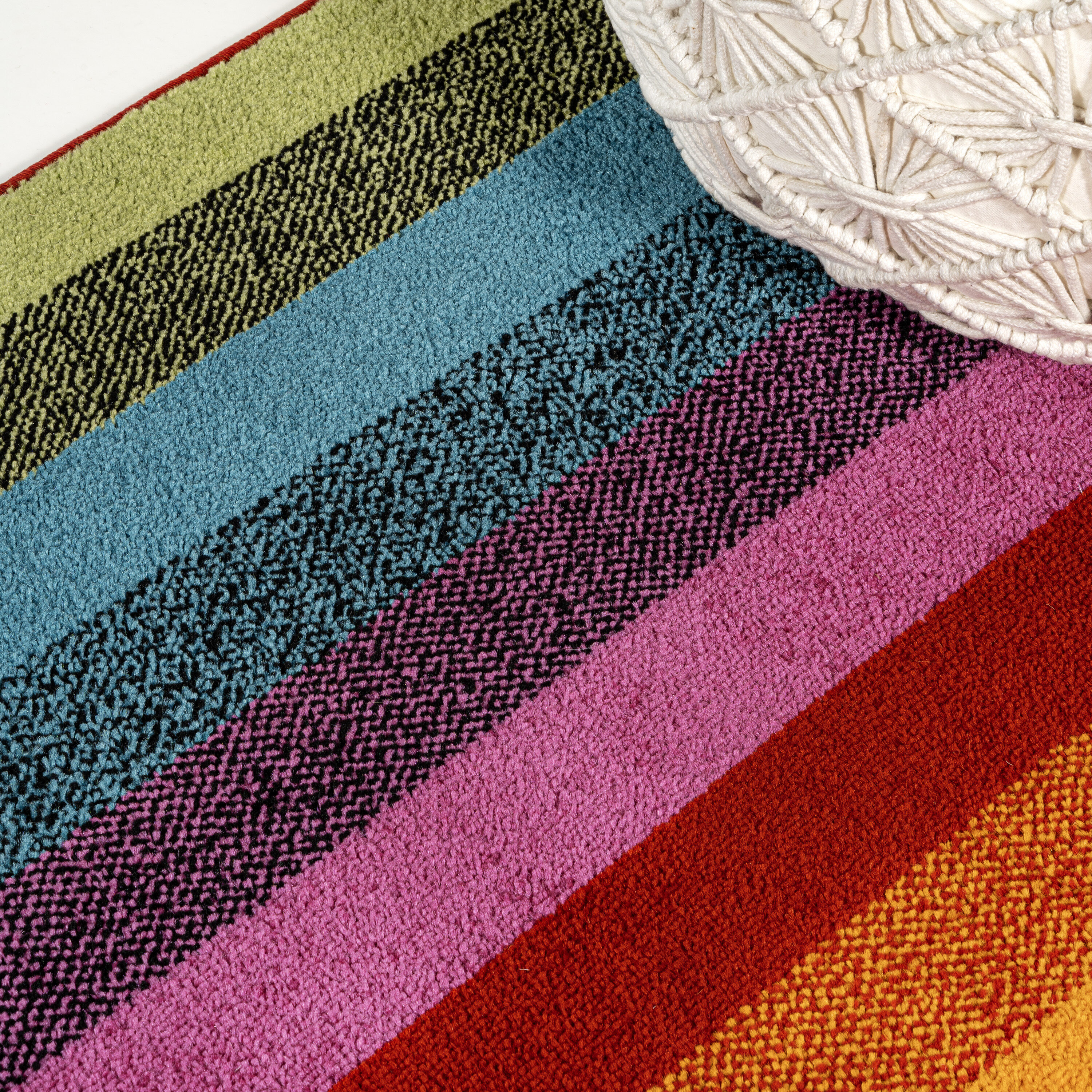 Retro Rainbow Multi-Color Synthetic Stripe Kids Area Rug 3' x 5'