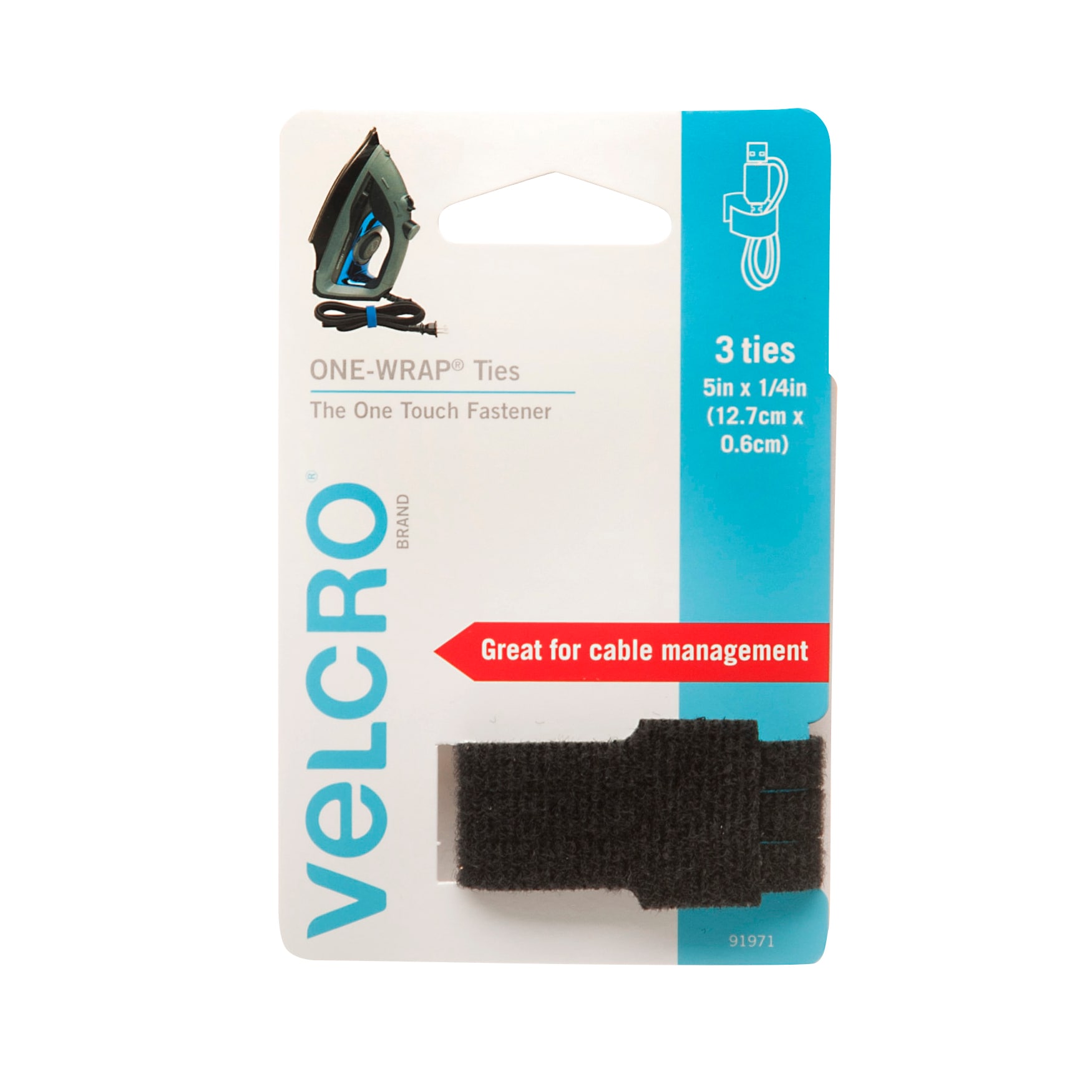 Velcro Brand Alfa-Lok Fastener Strips - 4 Pack - Black 3 x 1 in