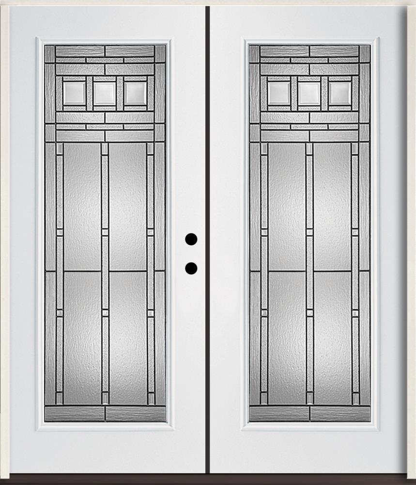 RELIABILT LO841636 Craftsman 72-in x 80-in x Fiberglass Full lite Left-hand inswing Modern White Painted Prehung Double Front Door Insulating core