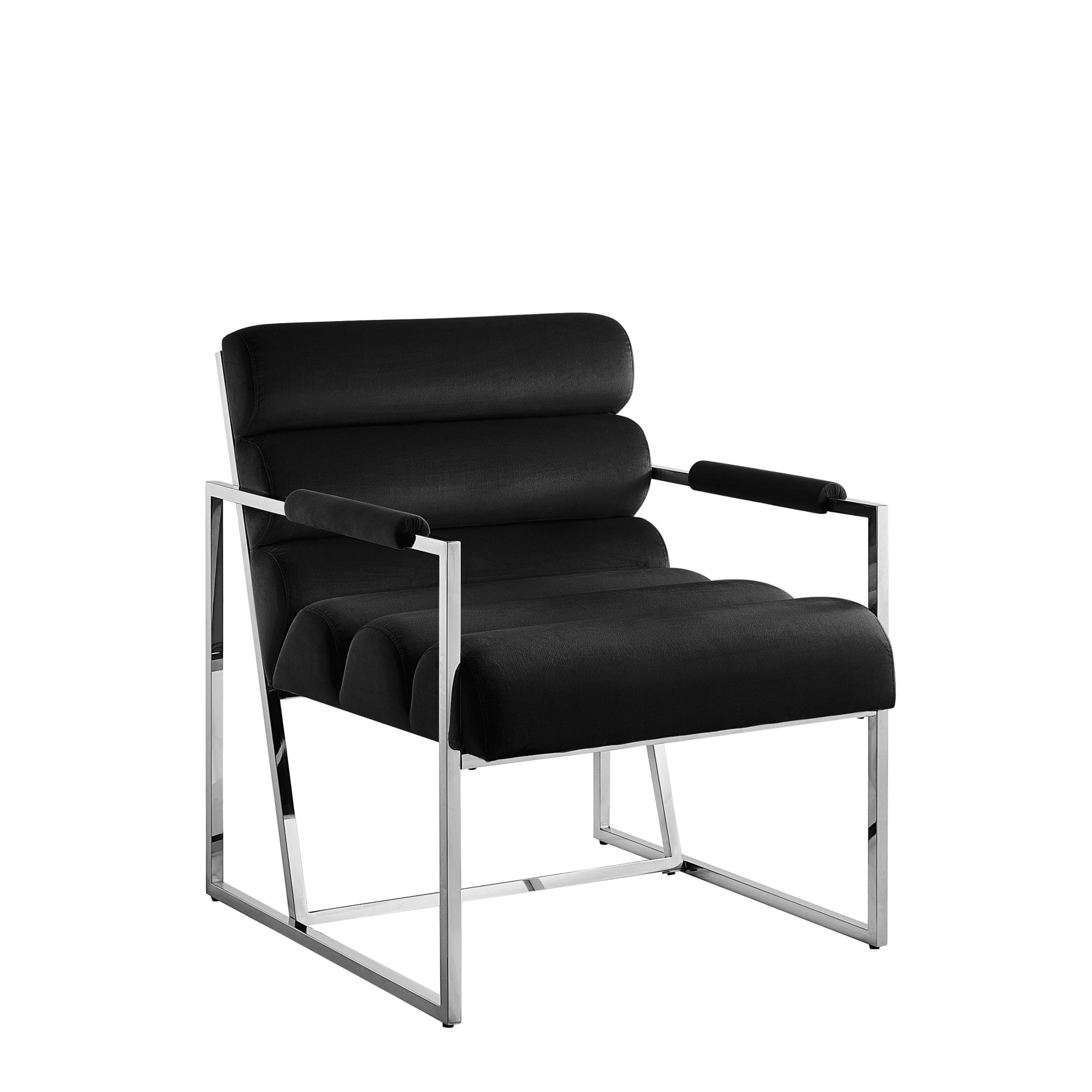 Inspired Home Maja Modern Black/Chrome Velvet Accent Chair in the ...