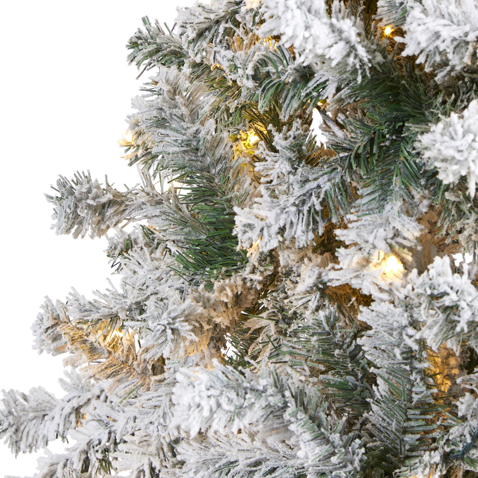 Nearly Natural 8-ft Spruce Pre-lit Flocked Artificial Christmas Tree ...