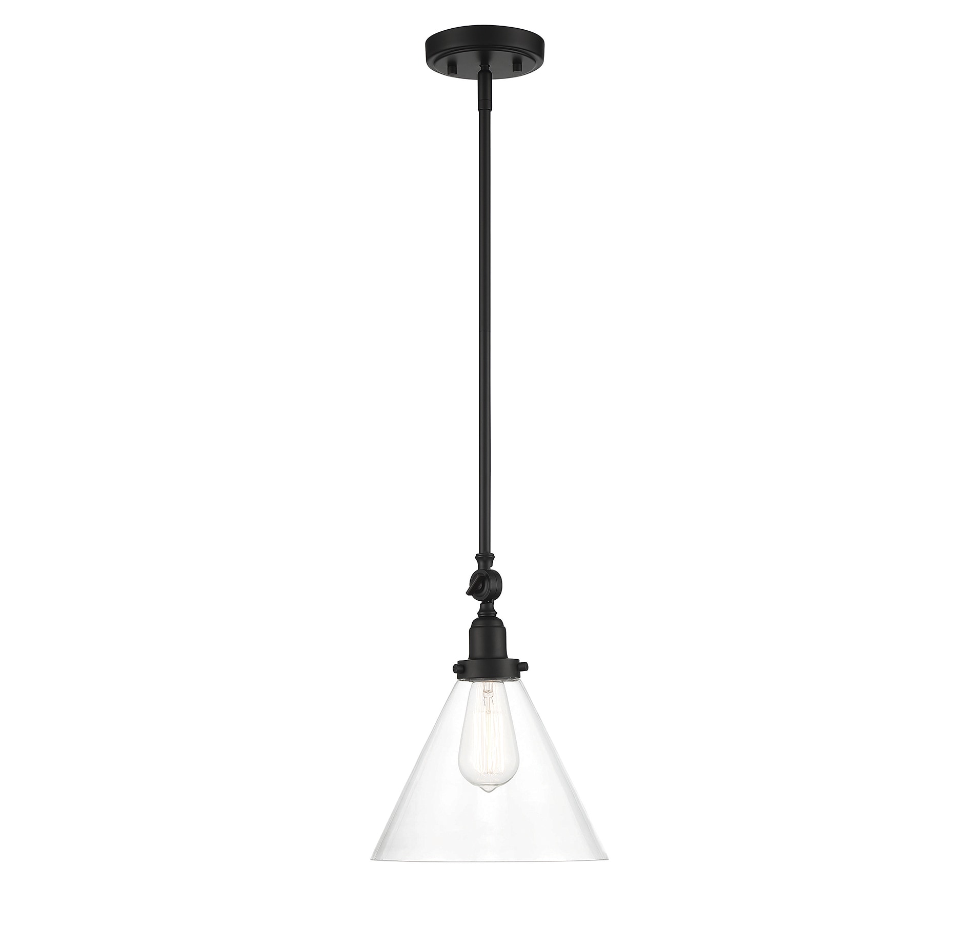 Savoy House Essentials Drake Matte Black Vintage Clear Glass Cone Led ...