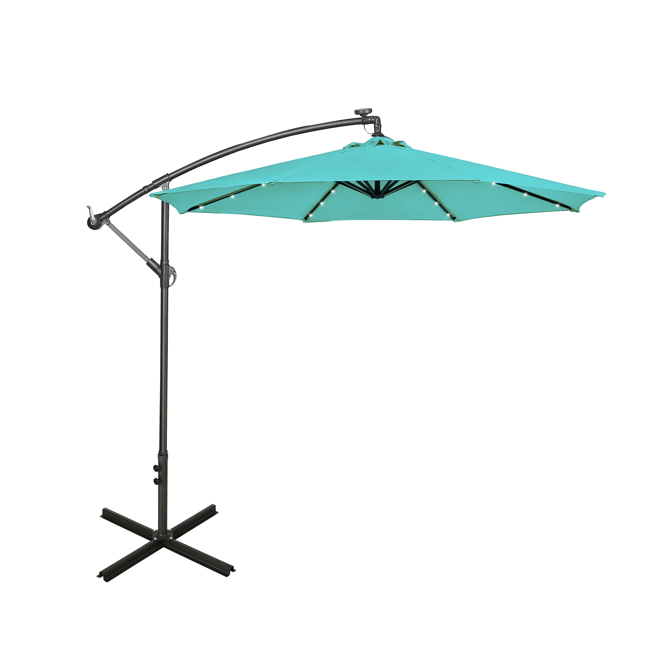 Westin Furniture OS3002-TQ 10-ft Aluminum Green No-tilt Cantilever Patio Umbrella with Lights