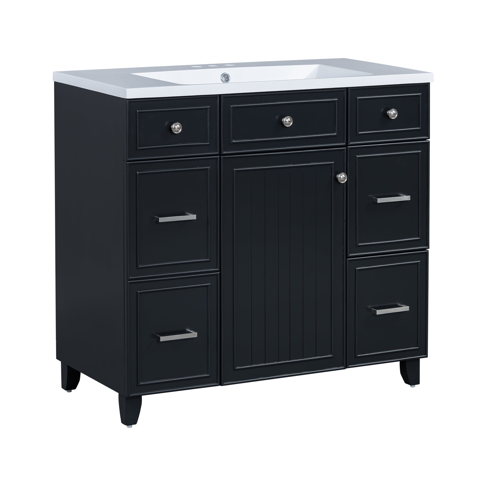 Tatayosi T00003AAB 36 Inch Bathroom Vanity Cabinet with Sink Top Combo Set Black Single Sink Shaker Cabinet with Soft Closing Door and 3 Drawers