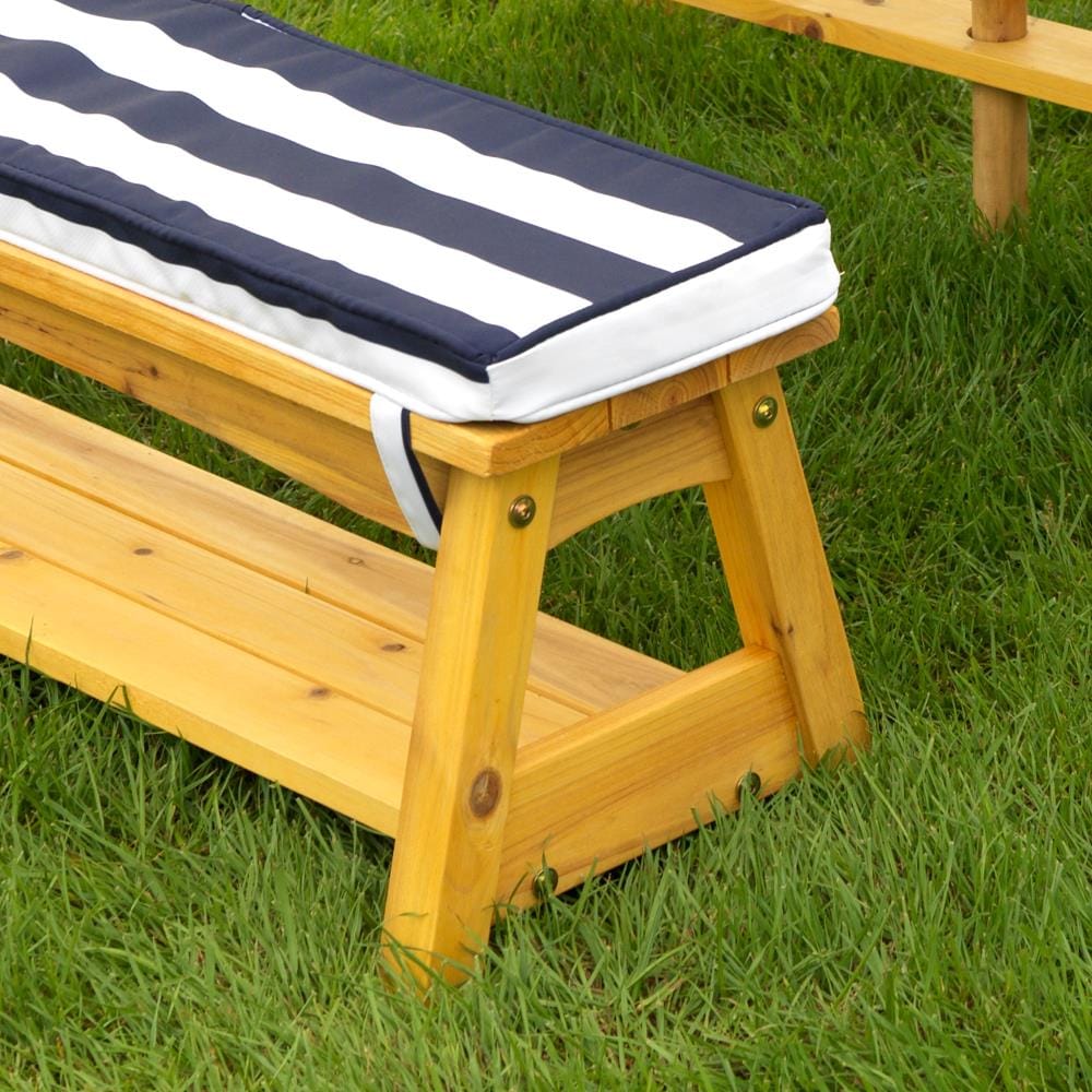 KidKraft 46" Navy and White Striped Outdoor Wooden Table & Bench Set
