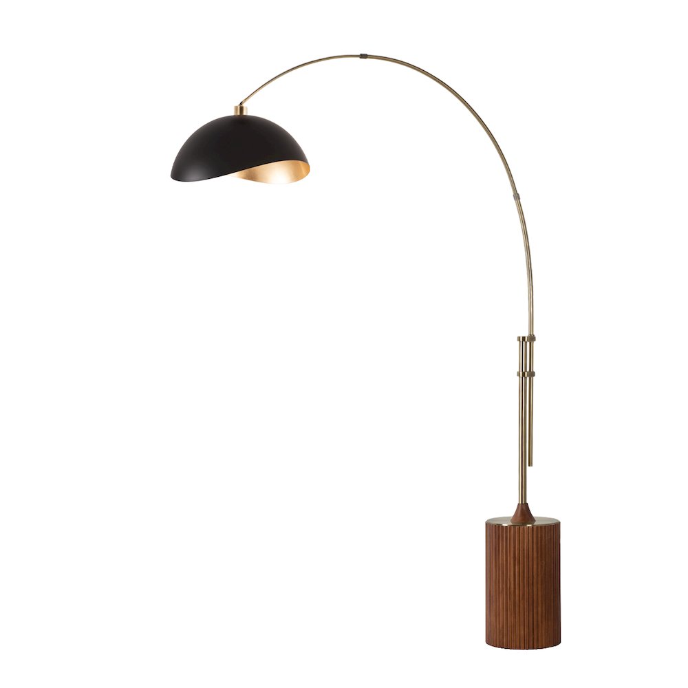 NOVA of California Tambo Luna Bella 92in Arc Lamp - Weathered Brass Dark Walnut Base Matte