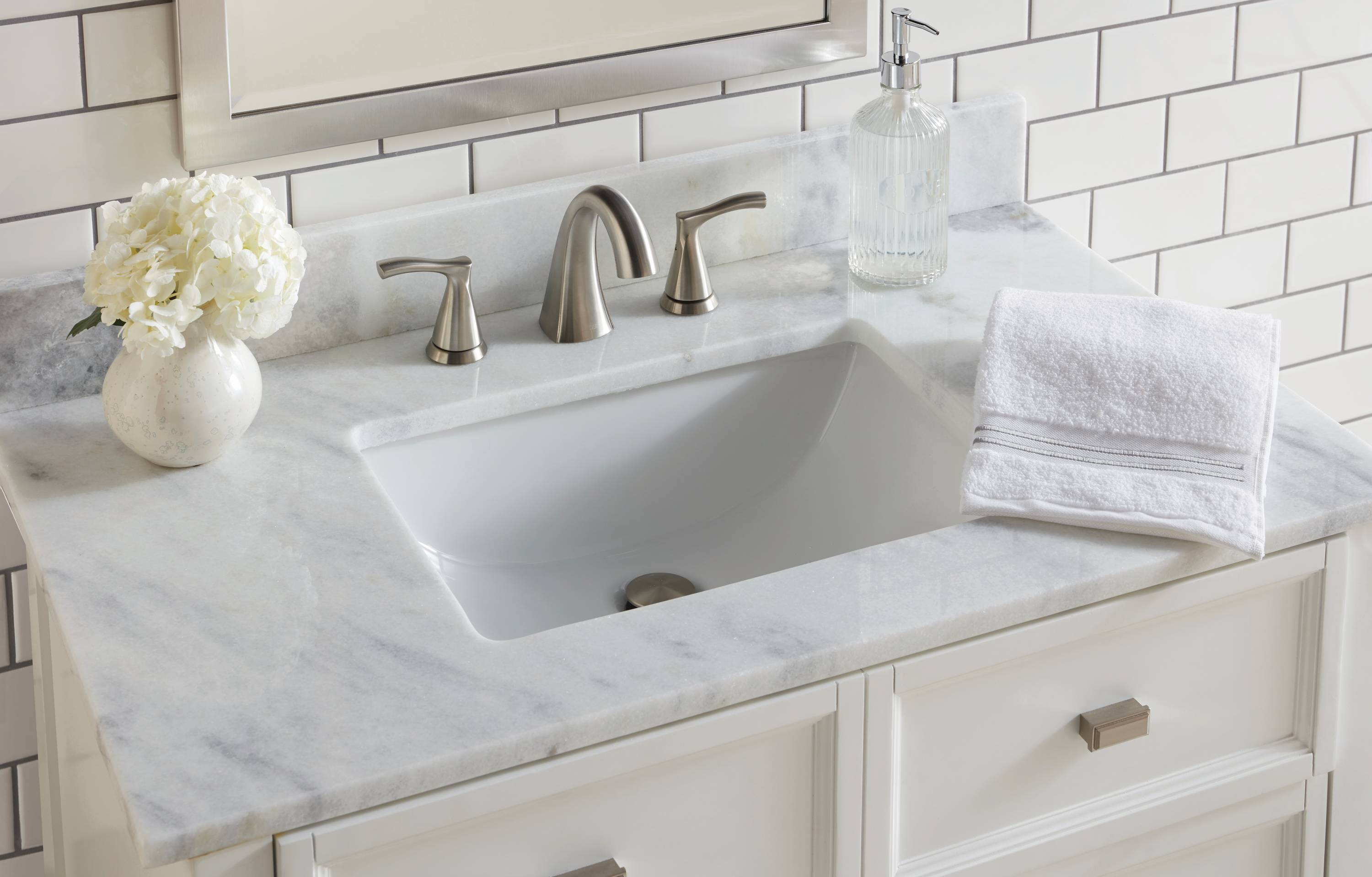 37-in Shadow Storm Natural Marble Undermount Single Sink 3-Hole Bathroom Vanity Top in White | - allen + roth V3722R2007