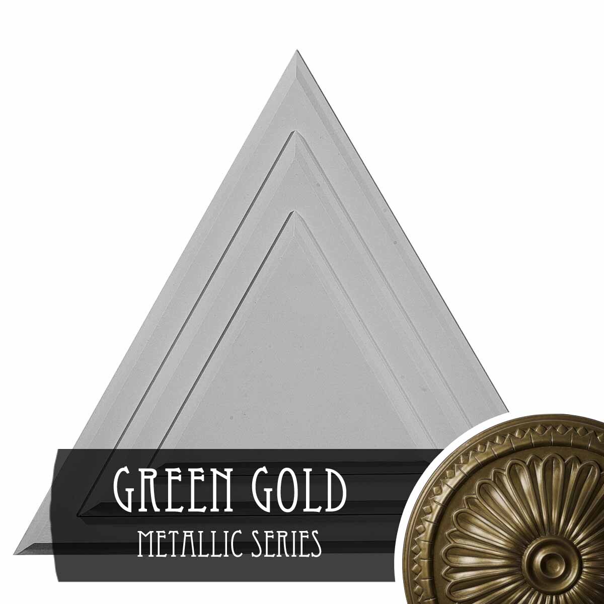 Ekena Millwork CM19TGGGS Triangle 19-in W x 16.625-in L Green Gold Polyurethane Ceiling Medallion