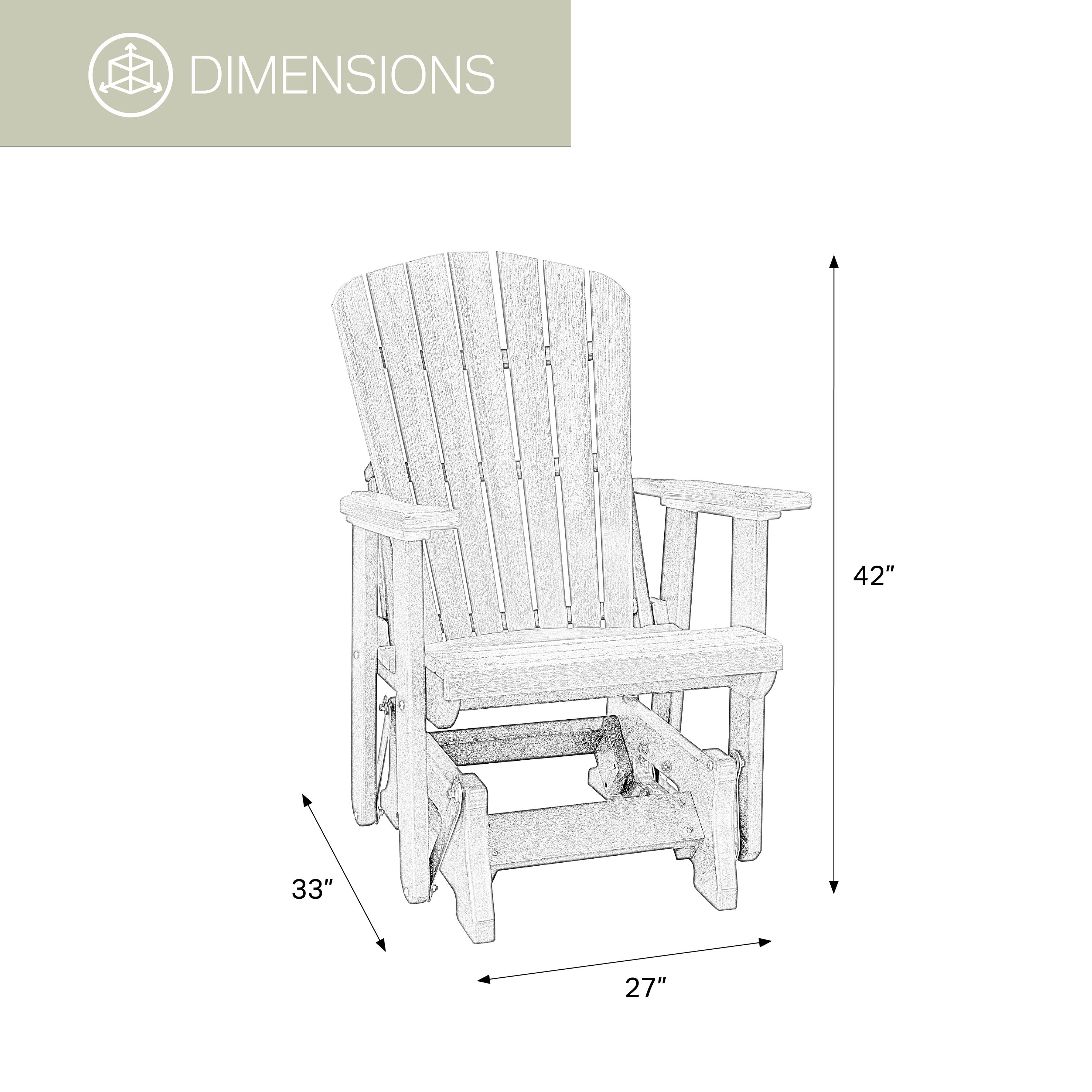 Cedar and Black Poly Resin Fan Back Glider Chair