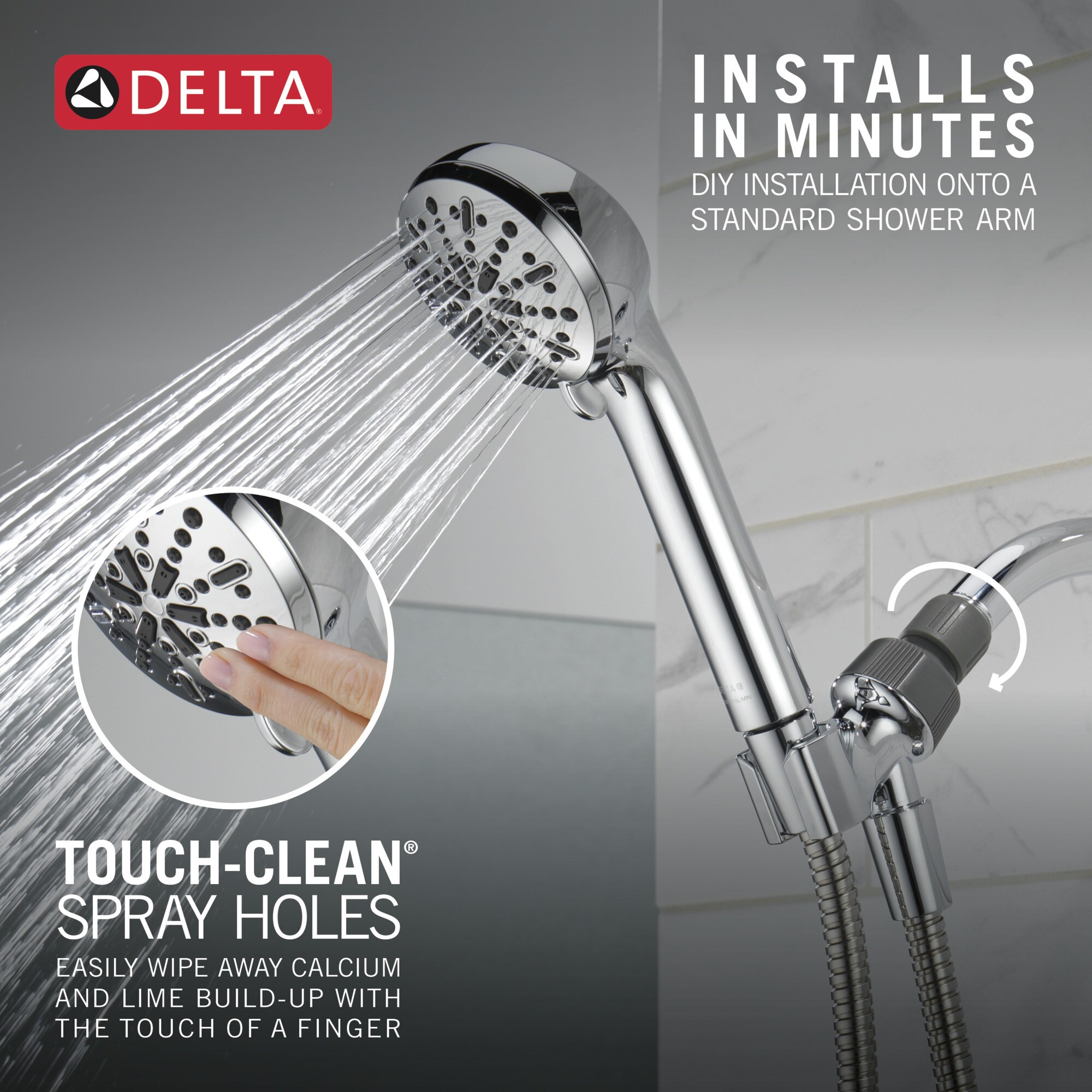 Chrome Adjustable Handheld Multi-Head Shower with Pulse