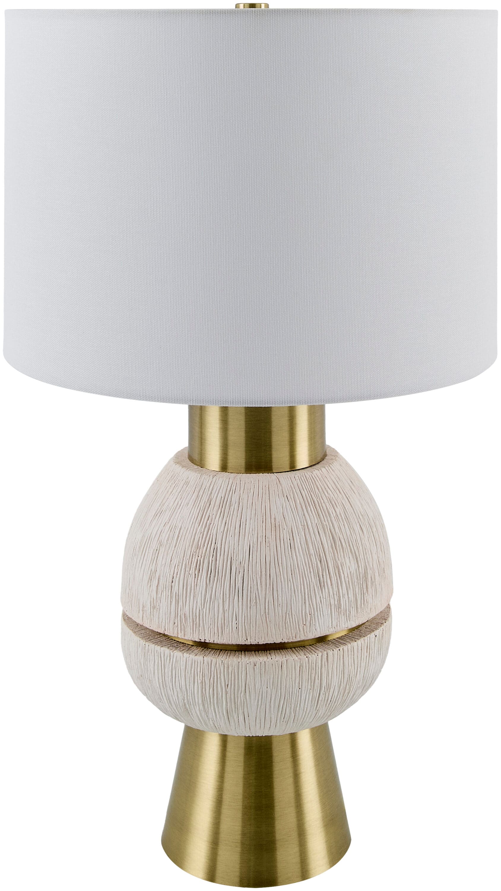 Livabliss - Niobe 25-in White/Metallic - Gold 3-way Table Lamp with Linen Shade
