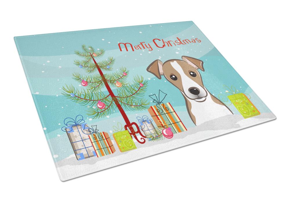 Caroline's Treasures BB1632LCB Dogs Merry Christmas Tree 11.25-in L x 15.75-in W Glass Cutting Board