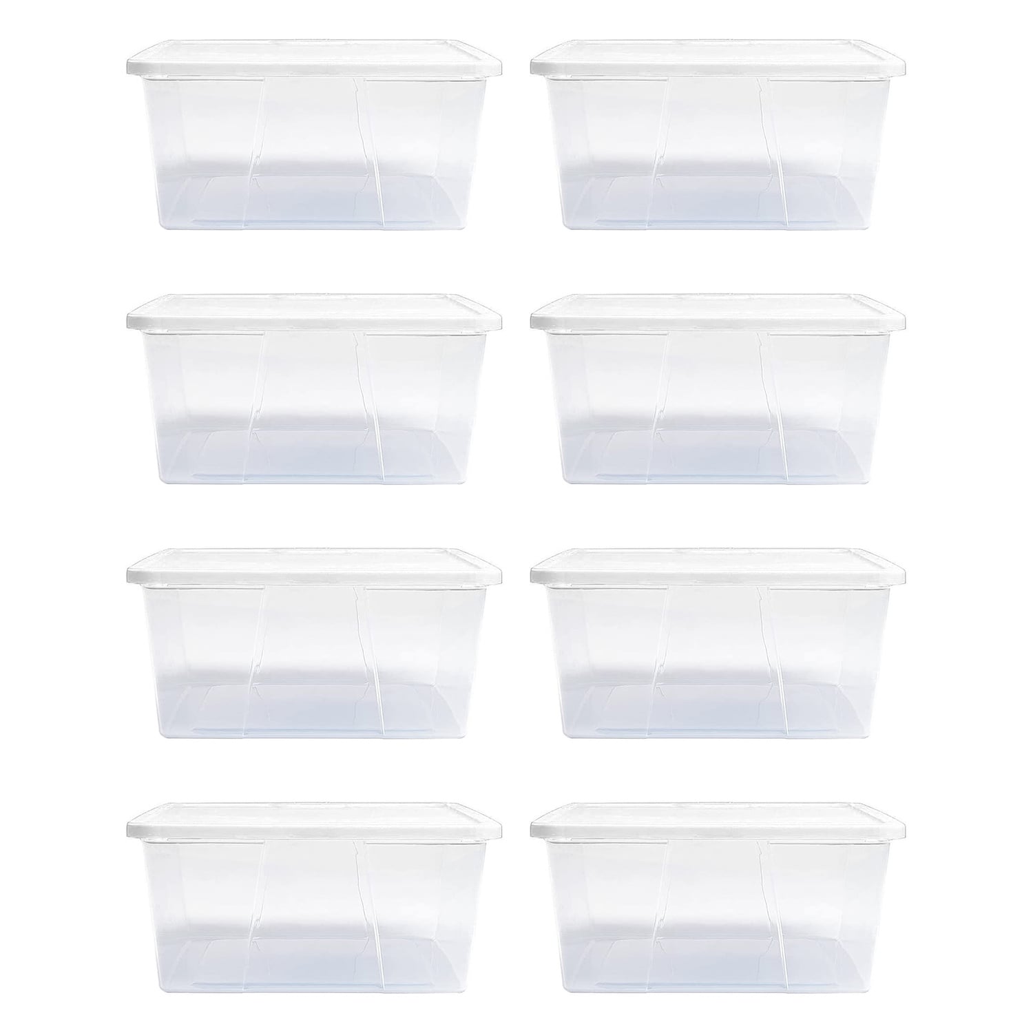 Homz Products 324370 8 -Pack ( 11-in W x 5.63-in H x 16.25-in D ) Clear Plastic Stackable Bin