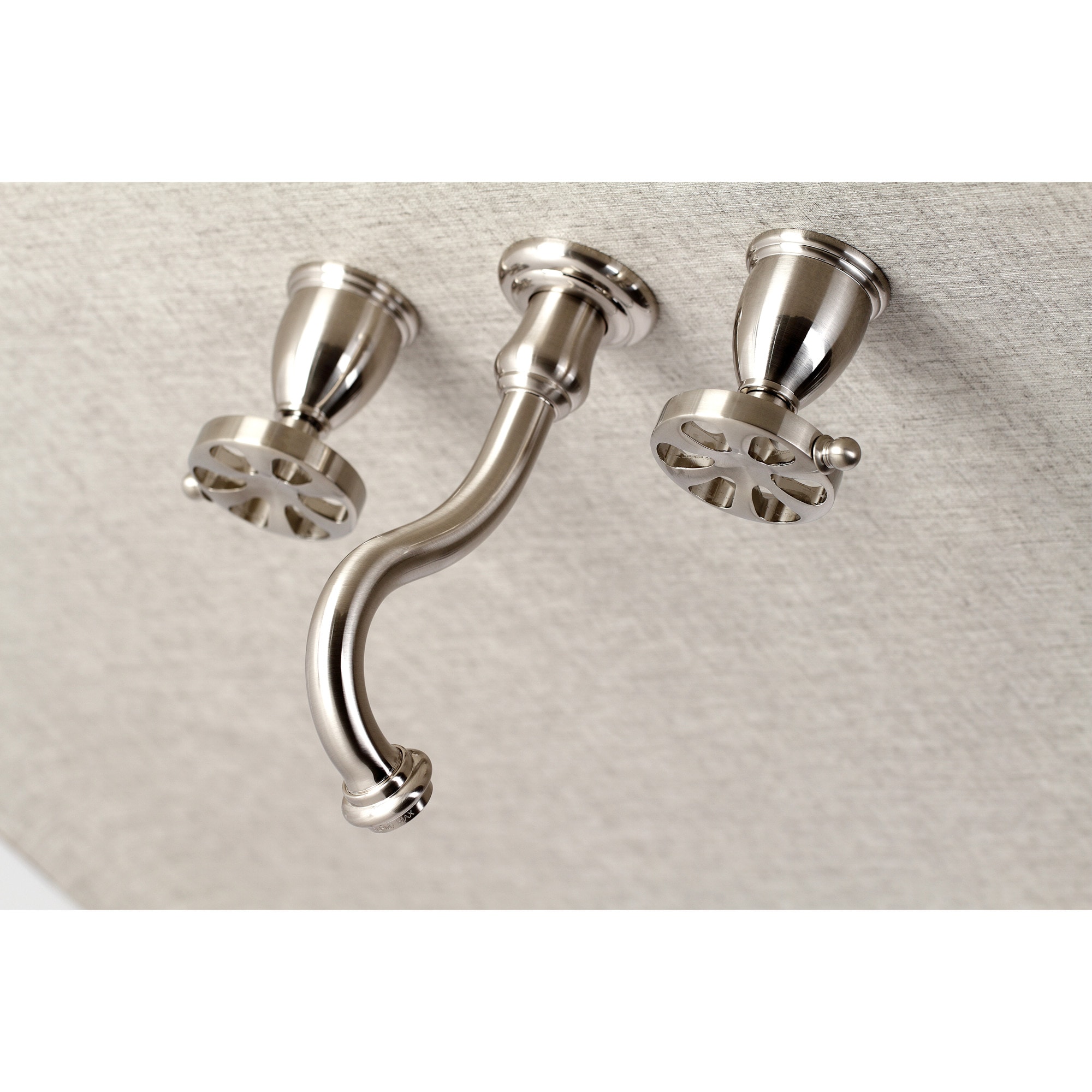 Kingston Brass WLKS3128RX Belknap Brushed nickel Wall-mount 2-handle Low-arc Residential Handle Bathroom Sink Faucet