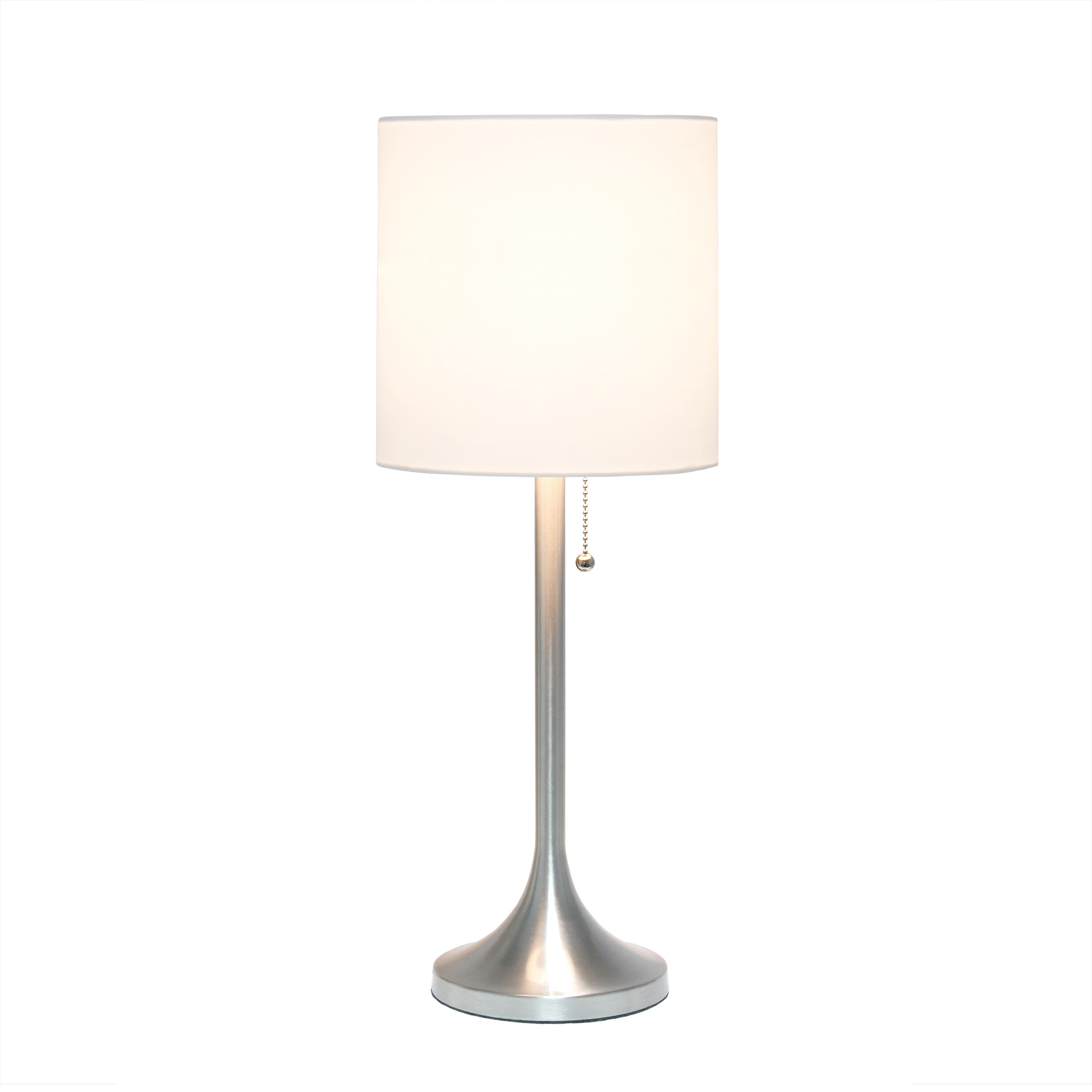 Simple Designs 21.25-in Brushed Nickel/White Stick Table Lamp with ...