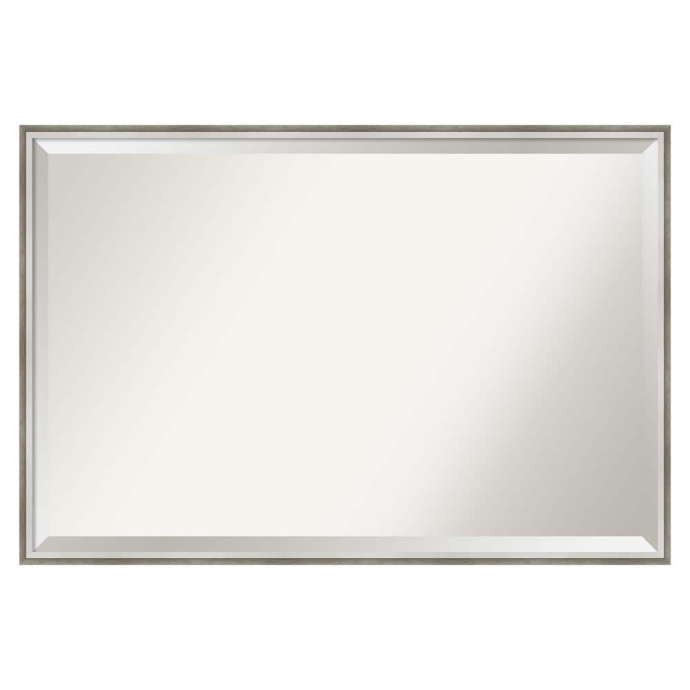 Amanti Art DSW4819417 Lucie 37-in x 25-in Framed Rectangle Bathroom Vanity Mirror ( Lucie White and Silver )
