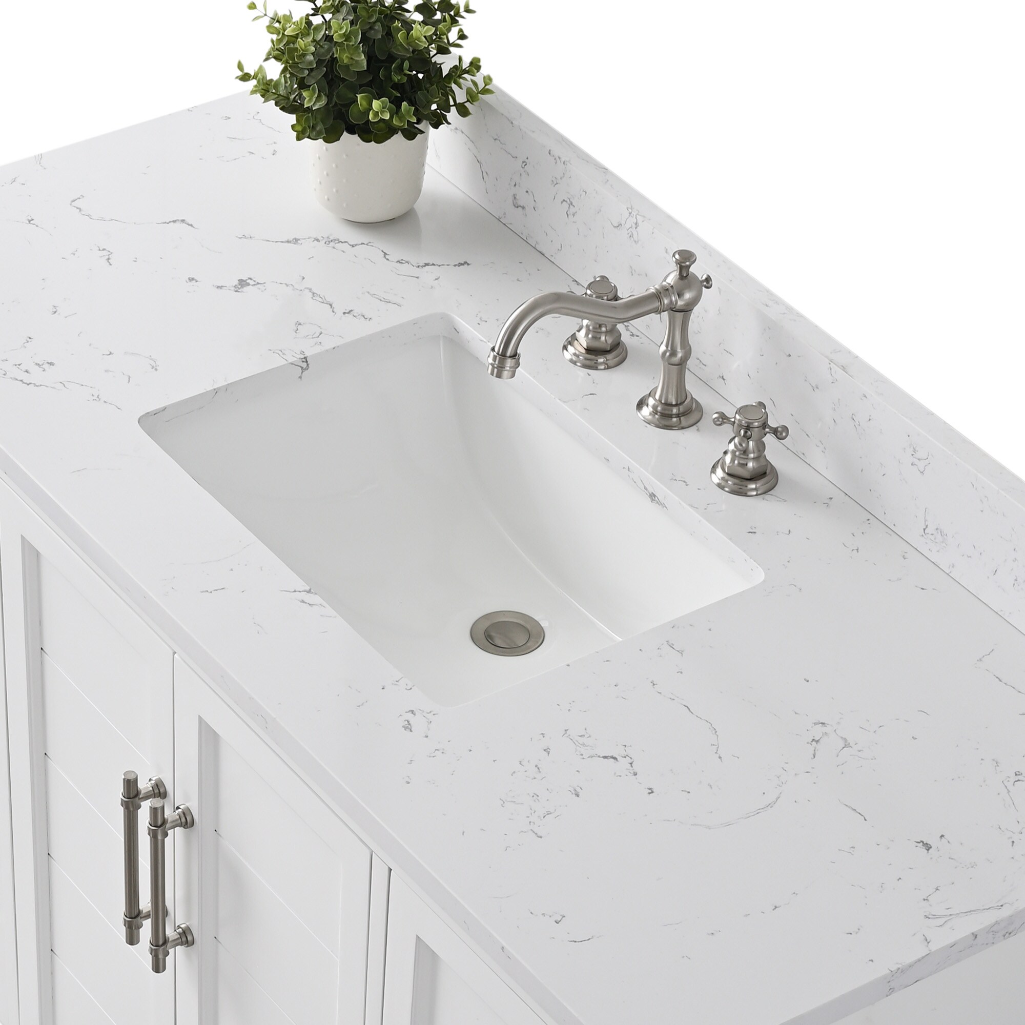 White 48" Single Sink Bathroom Vanity with Quartz Top