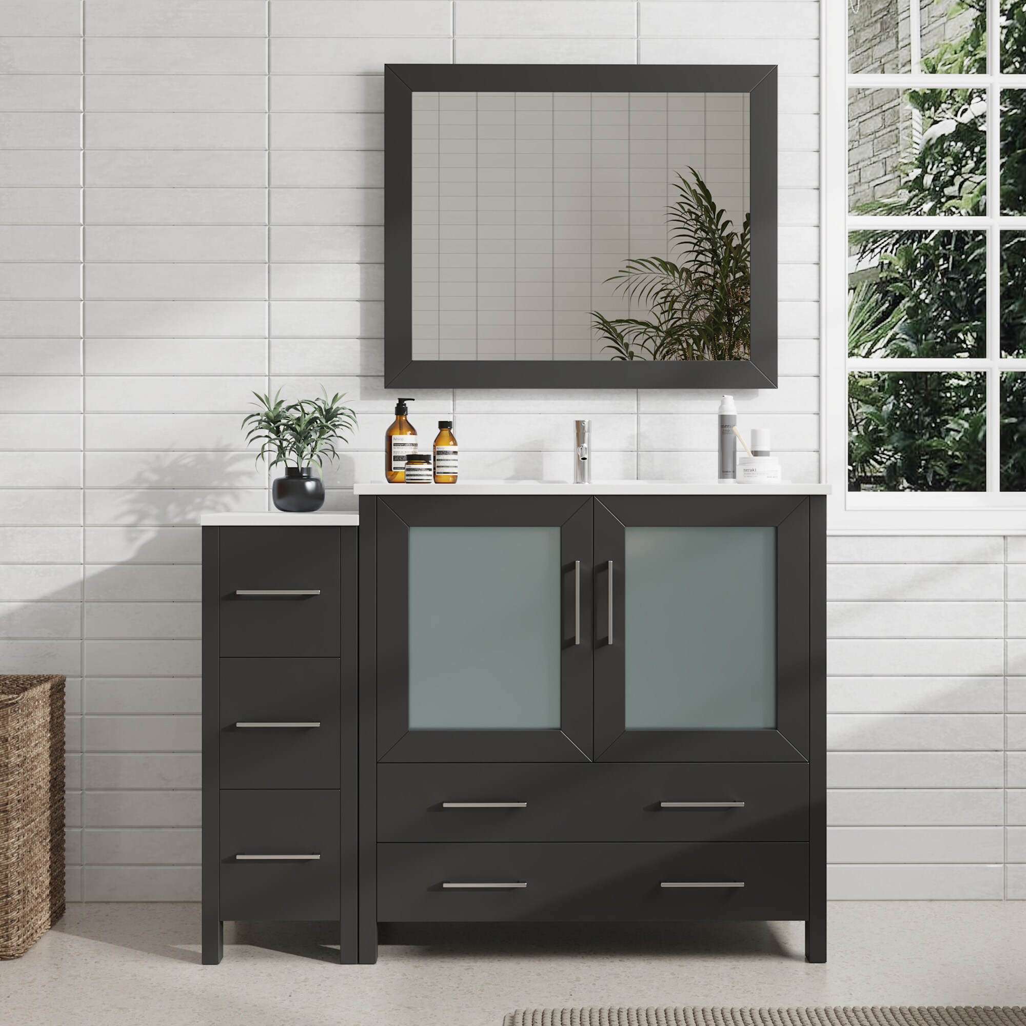 Vanity Art VA3036-48E Brescia 48-in Espresso Undermount Single sink Bathroom Vanity with White Ceramic Top (Mirror Included)