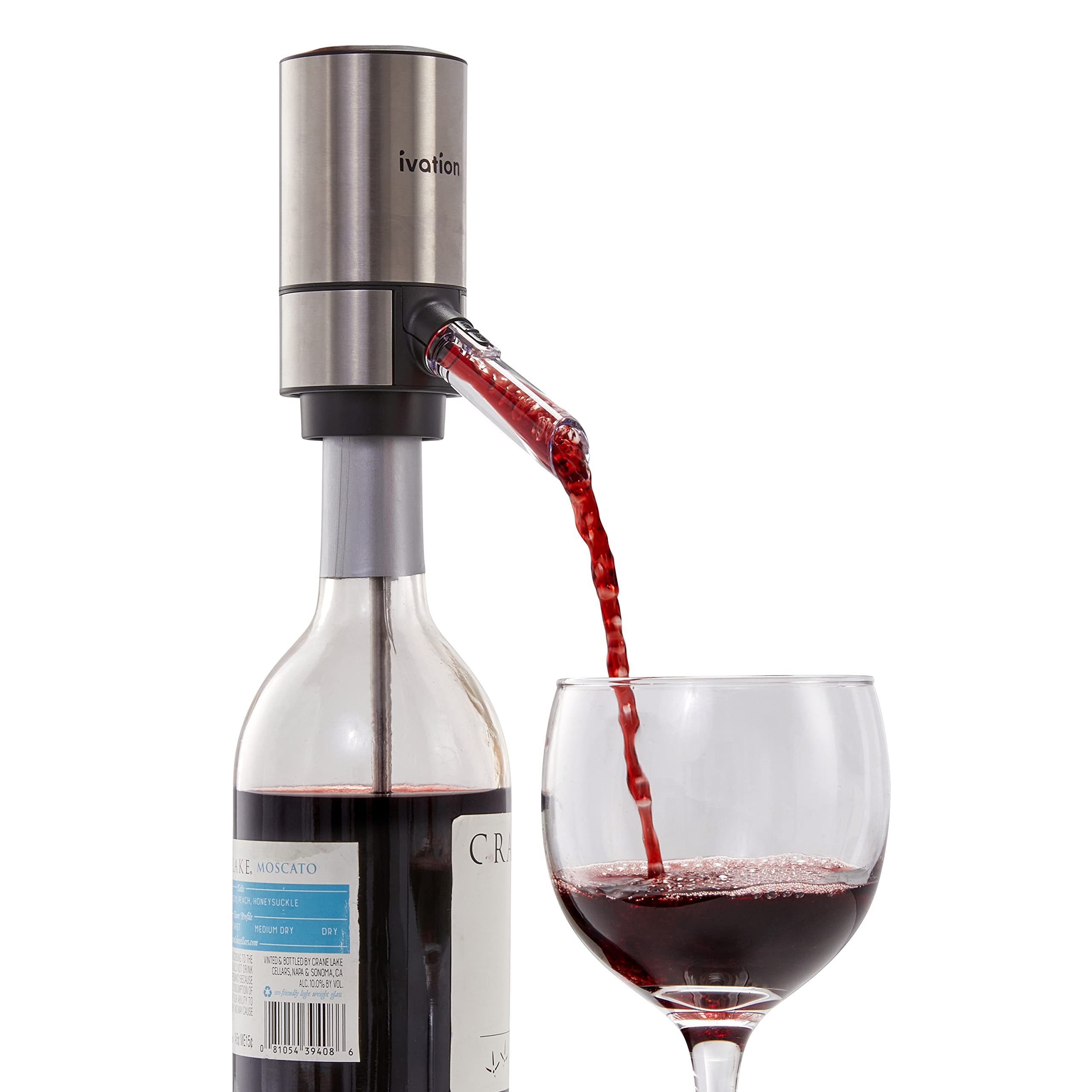 Ivation IVAADSS25 Wine Aerator and Wine Dispenser with Extension Rod - Battery-Operated Wine Aerator Pourer Spout