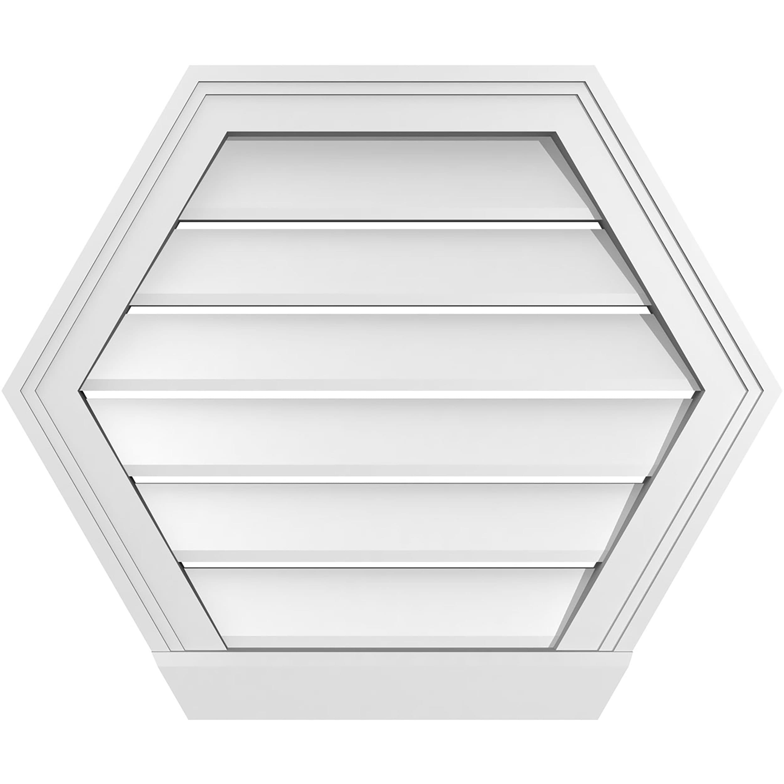 Ekena Millwork GVPHP24X2003SF 24-Inches x 20-Inches Off-white Peaked PVC Gable Louver Vent