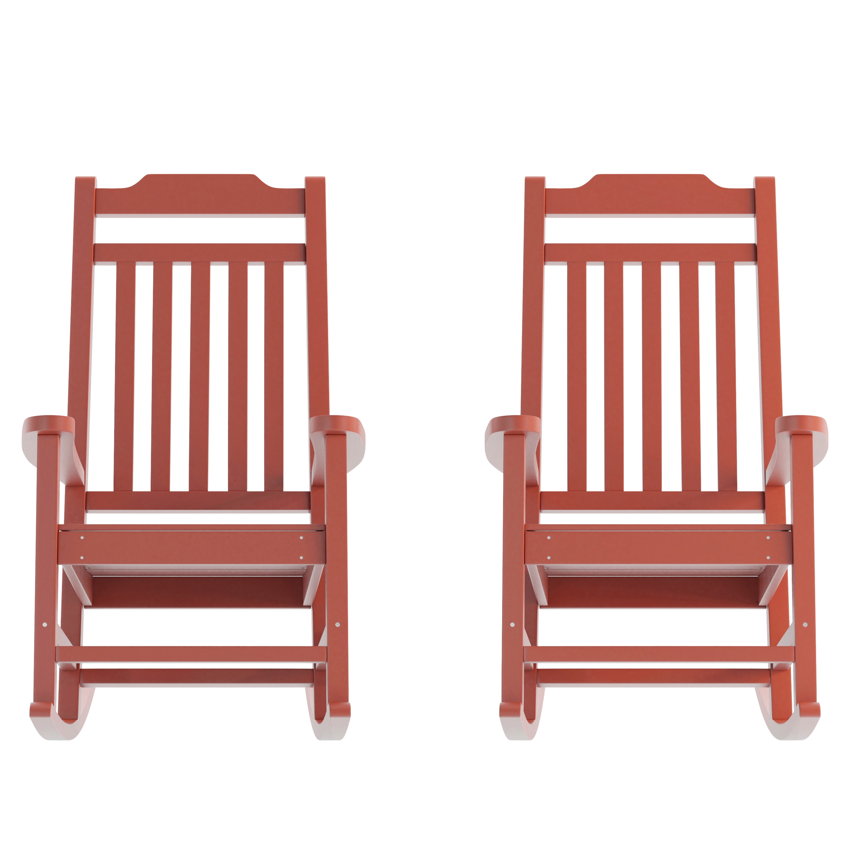 Flash Furniture 196861092640 Winston Set of 2 Red Resin Frame Rocking Chair with Slat Seat