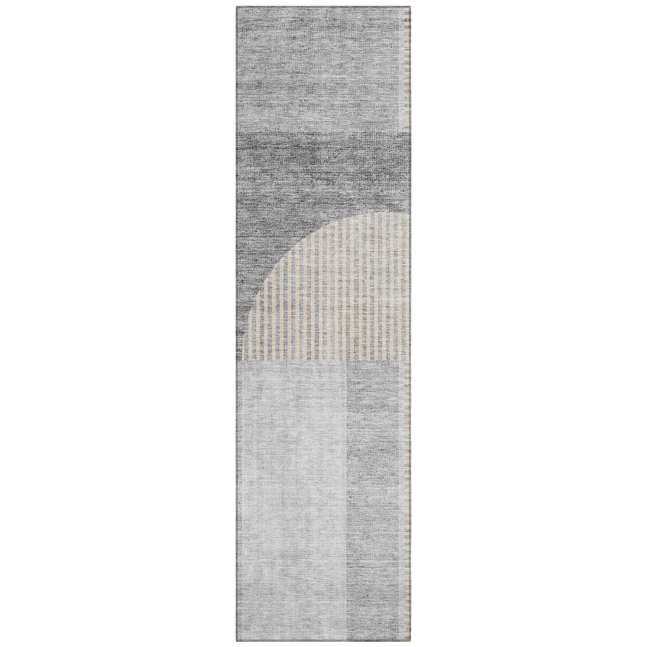 Addison Rugs ACN711SV2X8 Chantille ACN711SV 2 x 7 (ft) Polyester Silver Rectangular Indoor/Outdoor Geometric Machine washable Area rug
