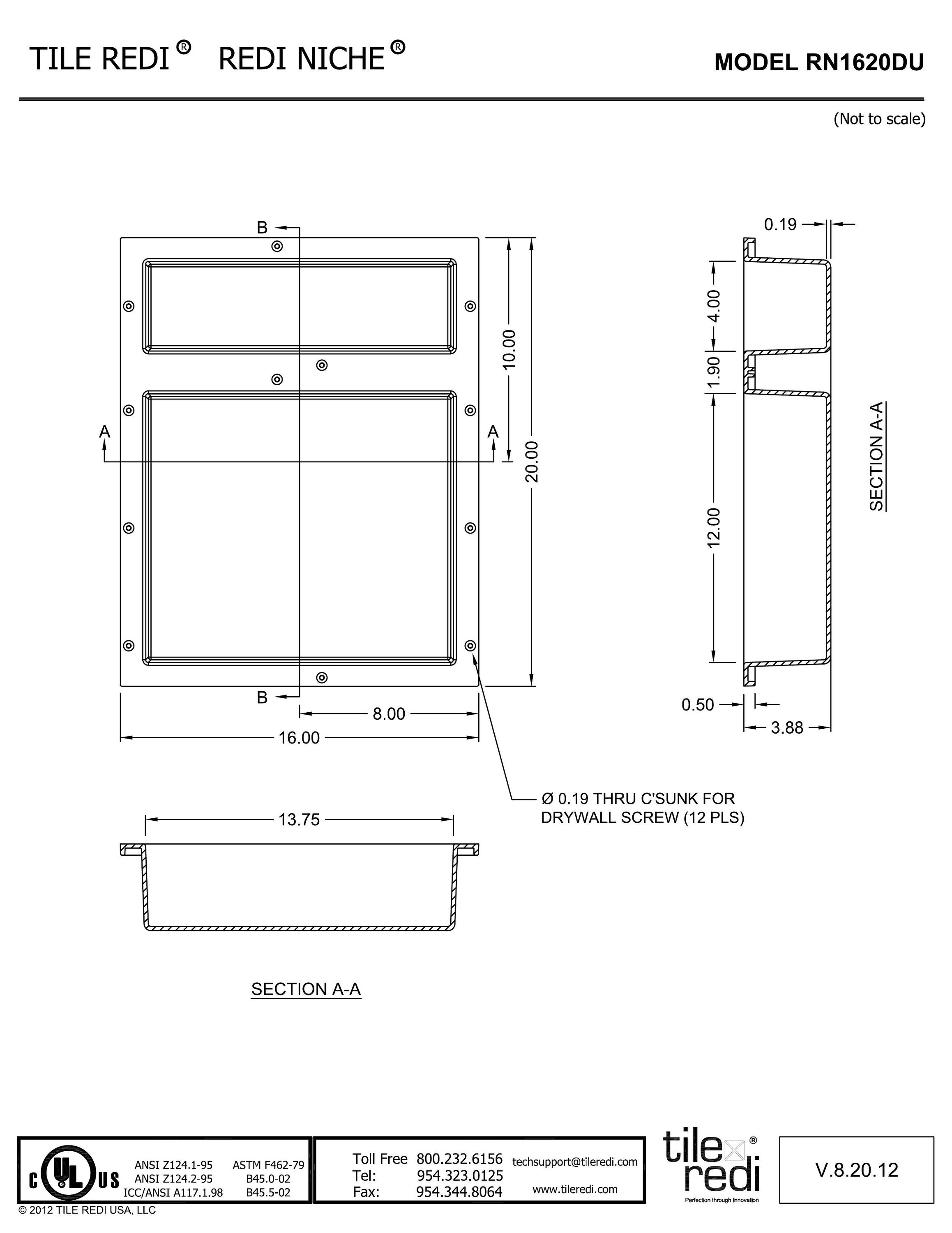 Tile Redi Niche Recessed Double Shower Wall Shelf, 16-in W x 20-in H x ...