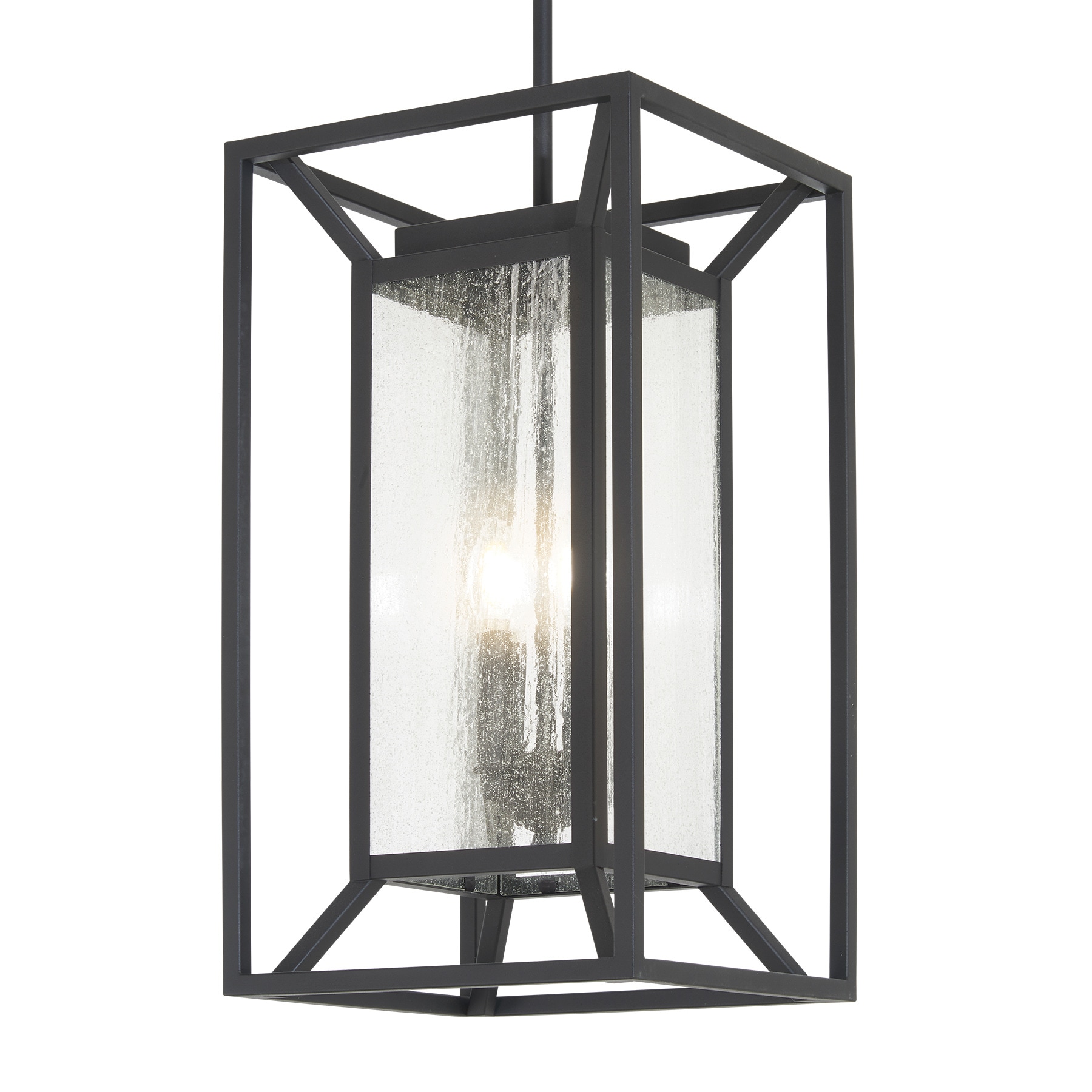 Sand Coal 4-Light Outdoor Hanging Lantern with Clear Seeded Glass