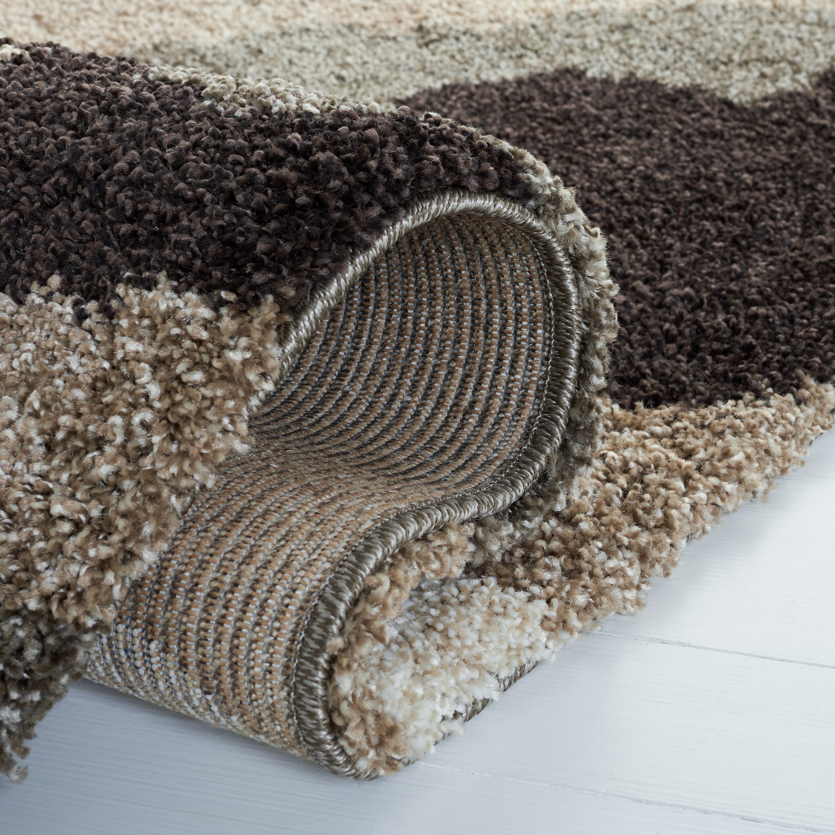 Gray and Beige Camouflage Shag 8' x 10' Area Rug
