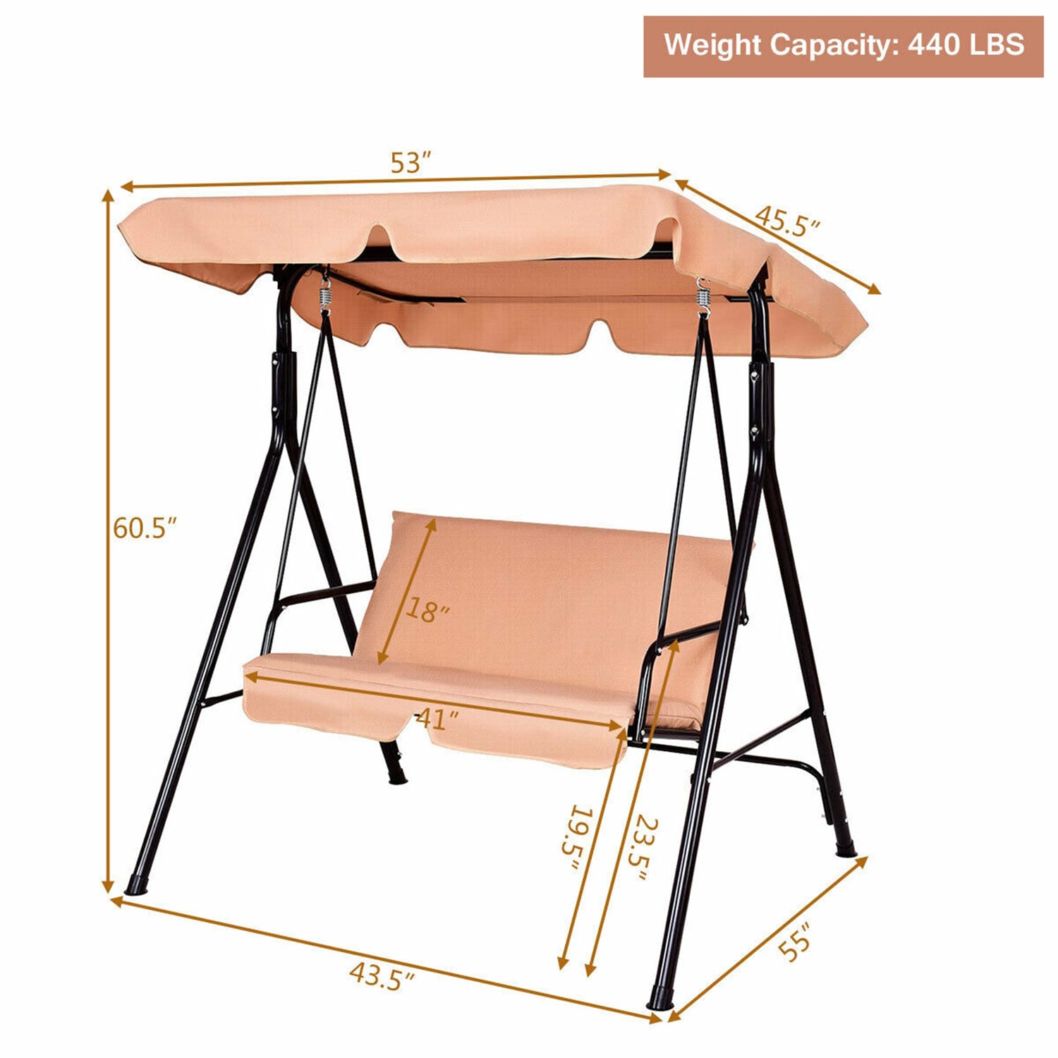 Forclover CH Standing Porch Swings Gliders Beige Porch Swing Canopy in ...