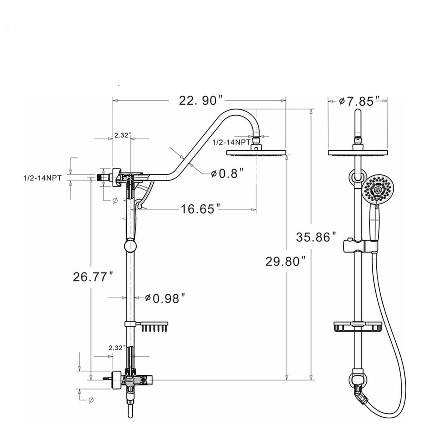 OGETFUUR L5ZQYA609BSS03 Showerhead-Bar-Panels - View #3
