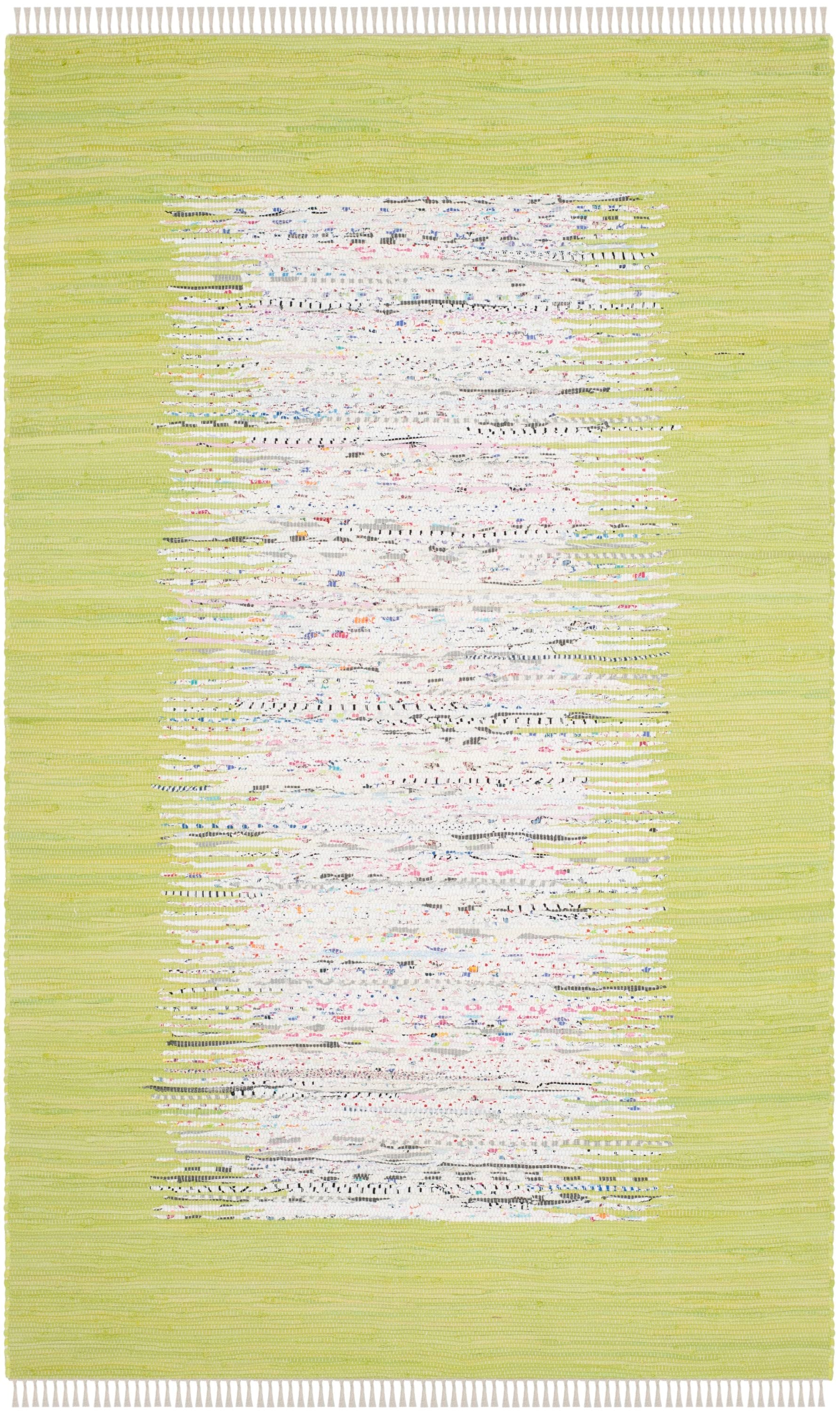 Safavieh MTK711J-5 Montauk Keeling 5 x 8 (ft) Cotton Ivory/Citron Rectangular Indoor Border Coastal Area rug
