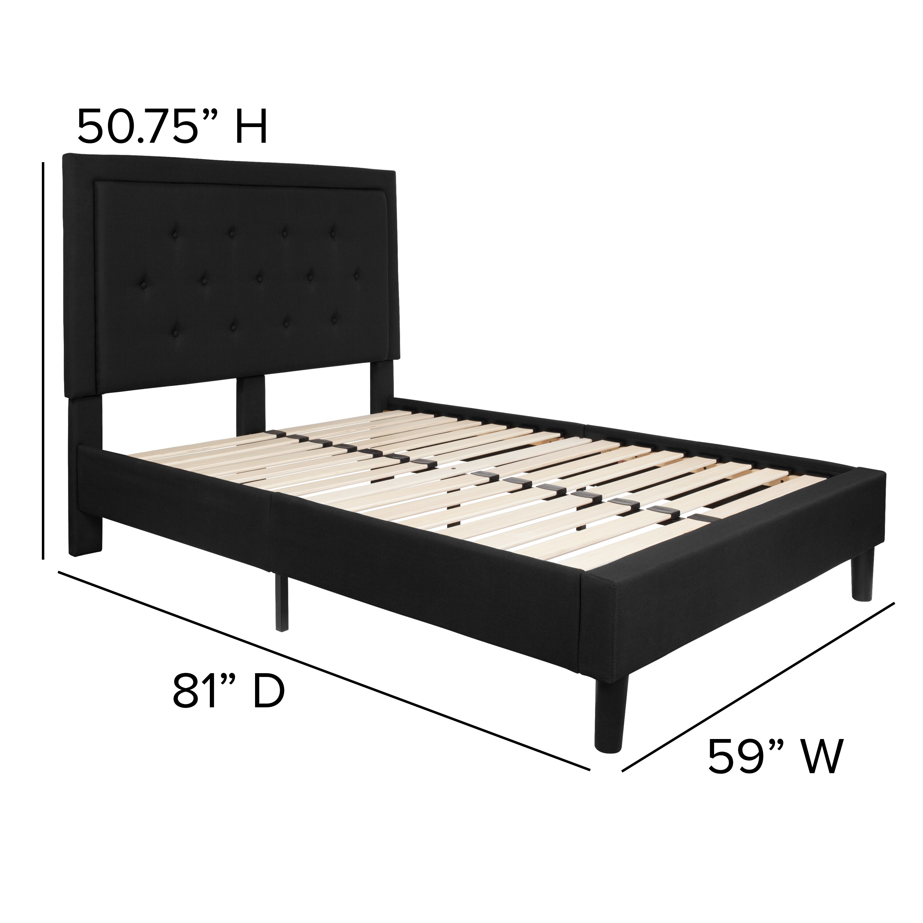 Flash Furniture Roxbury Black Full Upholstered Platform Bed in the Beds ...