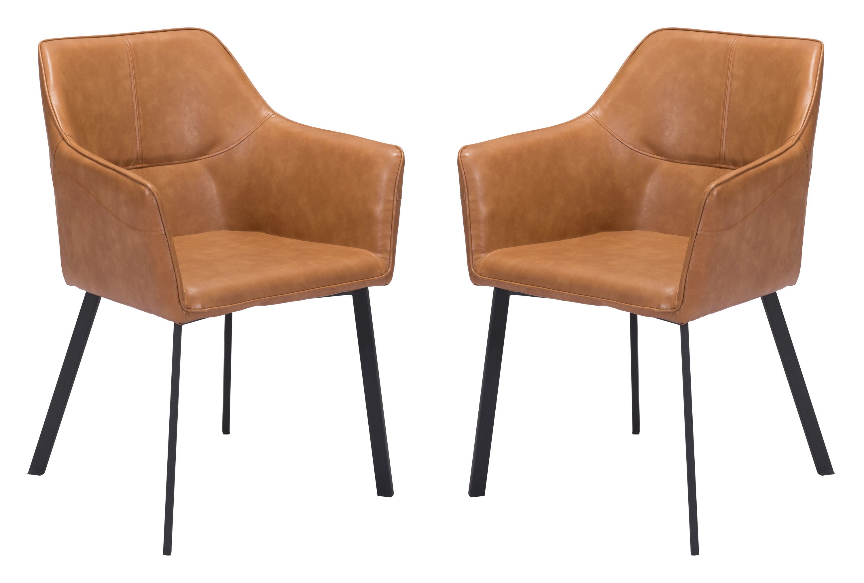 Zuo Modern 101902 Set of 2 Loiret Contemporary/Modern Faux Leather Upholstered Arm Chair (Metal Frame)