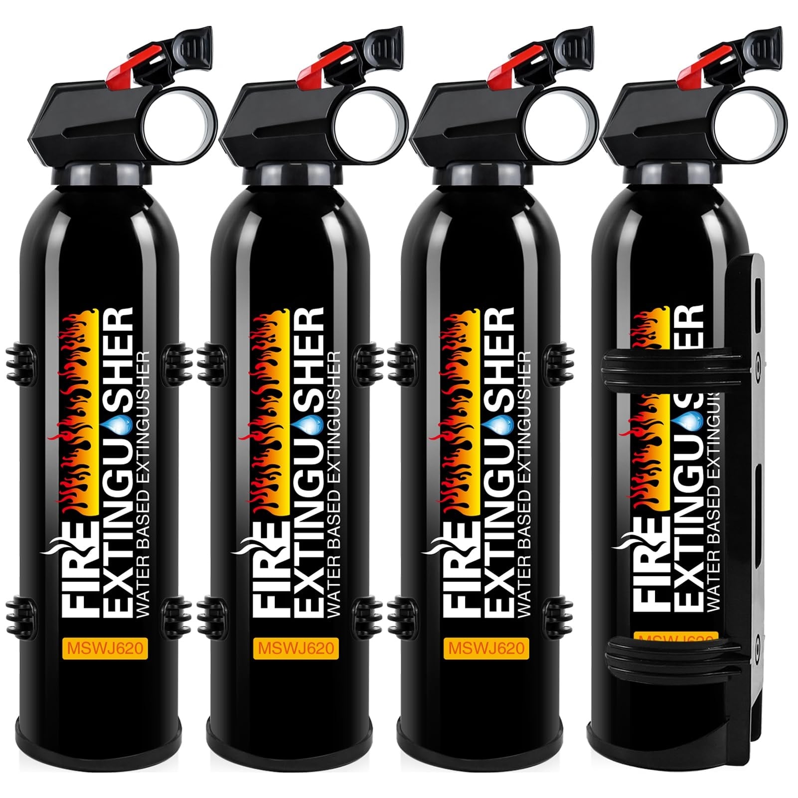 Adrinfly  4 Pack 8 in 1 Fire Extinguisher 620ml Mini Water Based for Class A B C K Fires with Mounting Bracket for Home Vehicle Boat RV Office