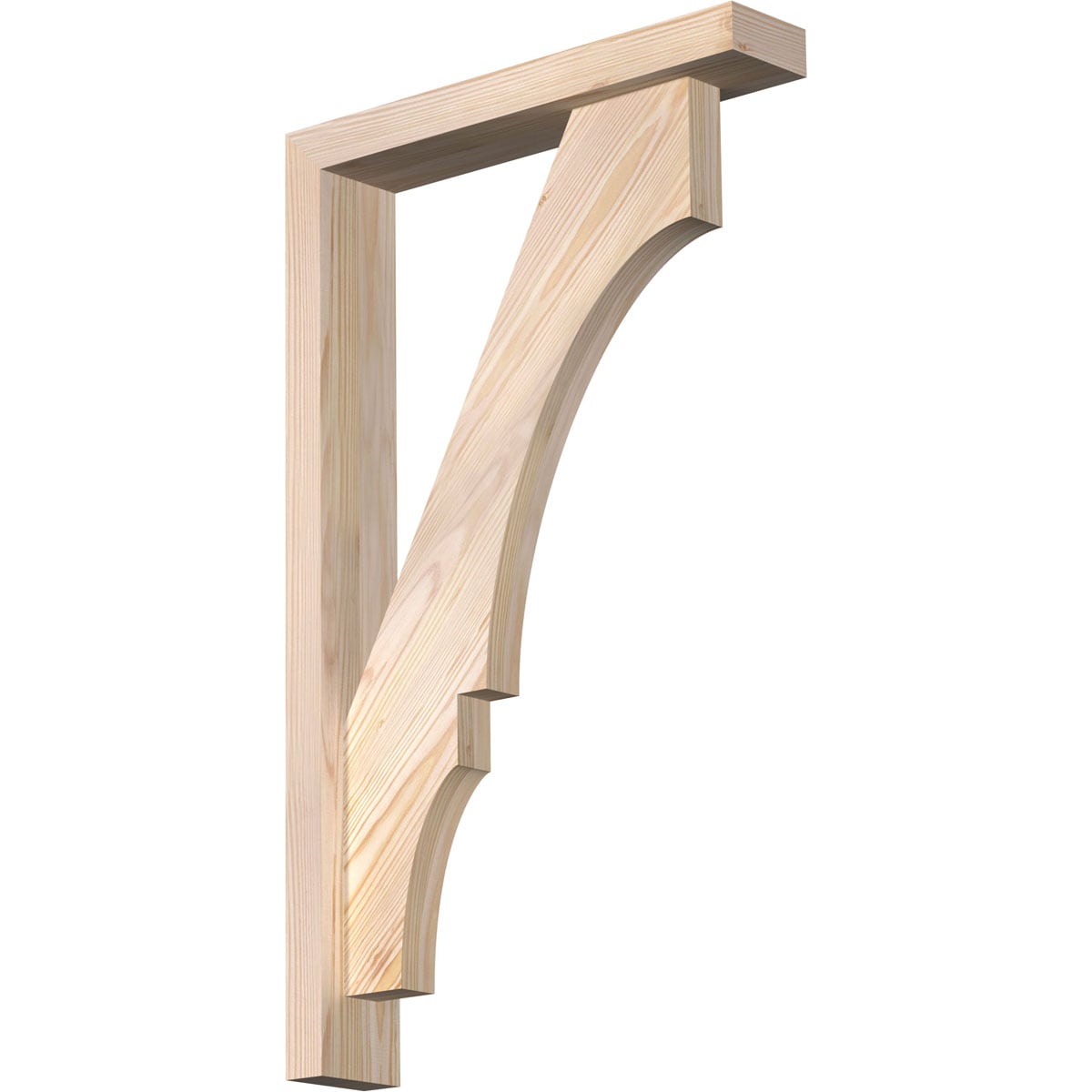 Ekena Millwork 1462115 Balboa Block Smooth Bracket with Offset Brace Douglas Fir Wood Standard Bracket