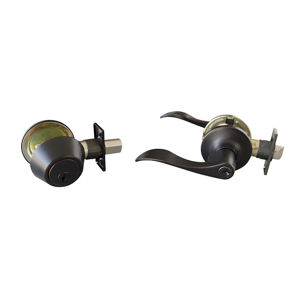 Design House 728014 Stratford Stratford Oil Rubbed Bronze Universal Exterior Keyed entry Door Handle