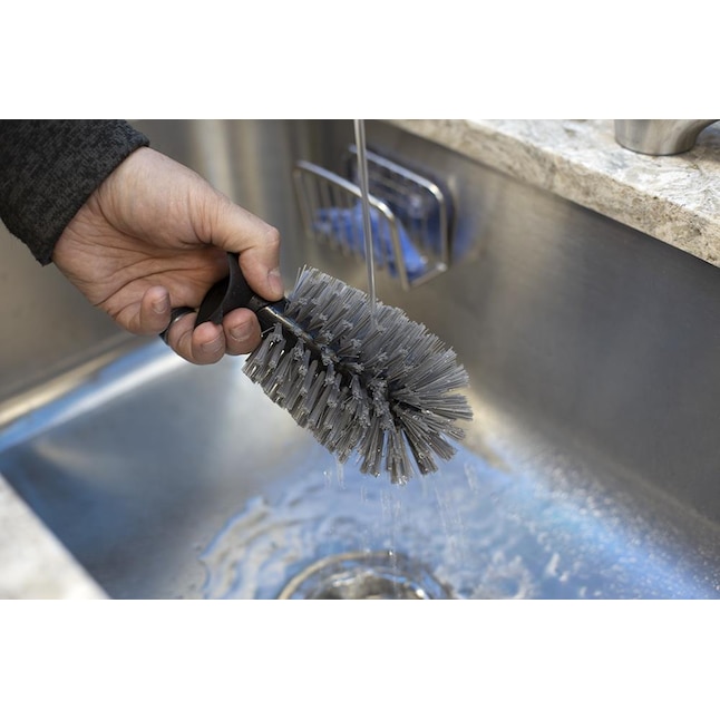 Home Basics Standing Suction Cup Plastic Sink Brush - Black