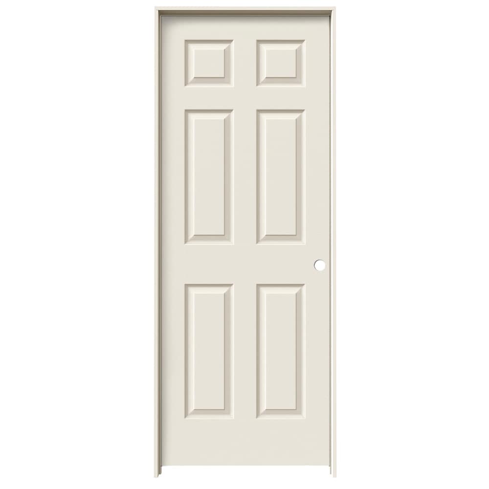  JWPRO225400823 32-in x 96-in Primed Hollow core 6-panel Right hand Textured Primed Molded composite Flat Jamb Single Prehung Interior Door