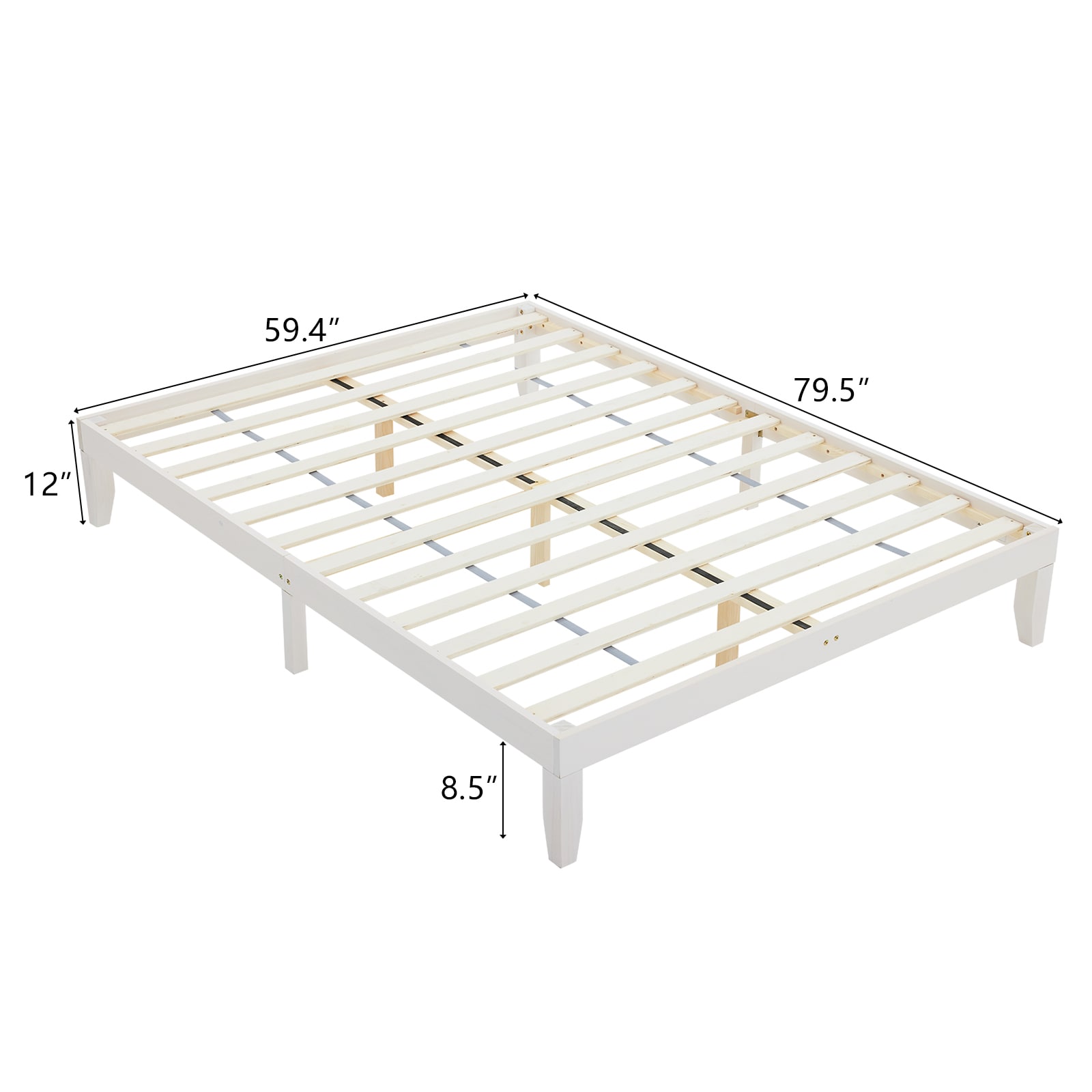 Outopee LO1G52004125 White Queen Wood Bed frame Bed