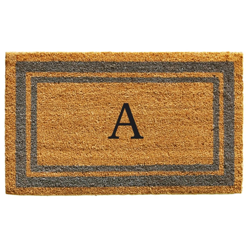 Callowaymills 153021830A 18-in x 30-in Natural/Periwinkle Coir/Vinyl Non-Slip Grip Indoor or outdoor Decorative Door Mat