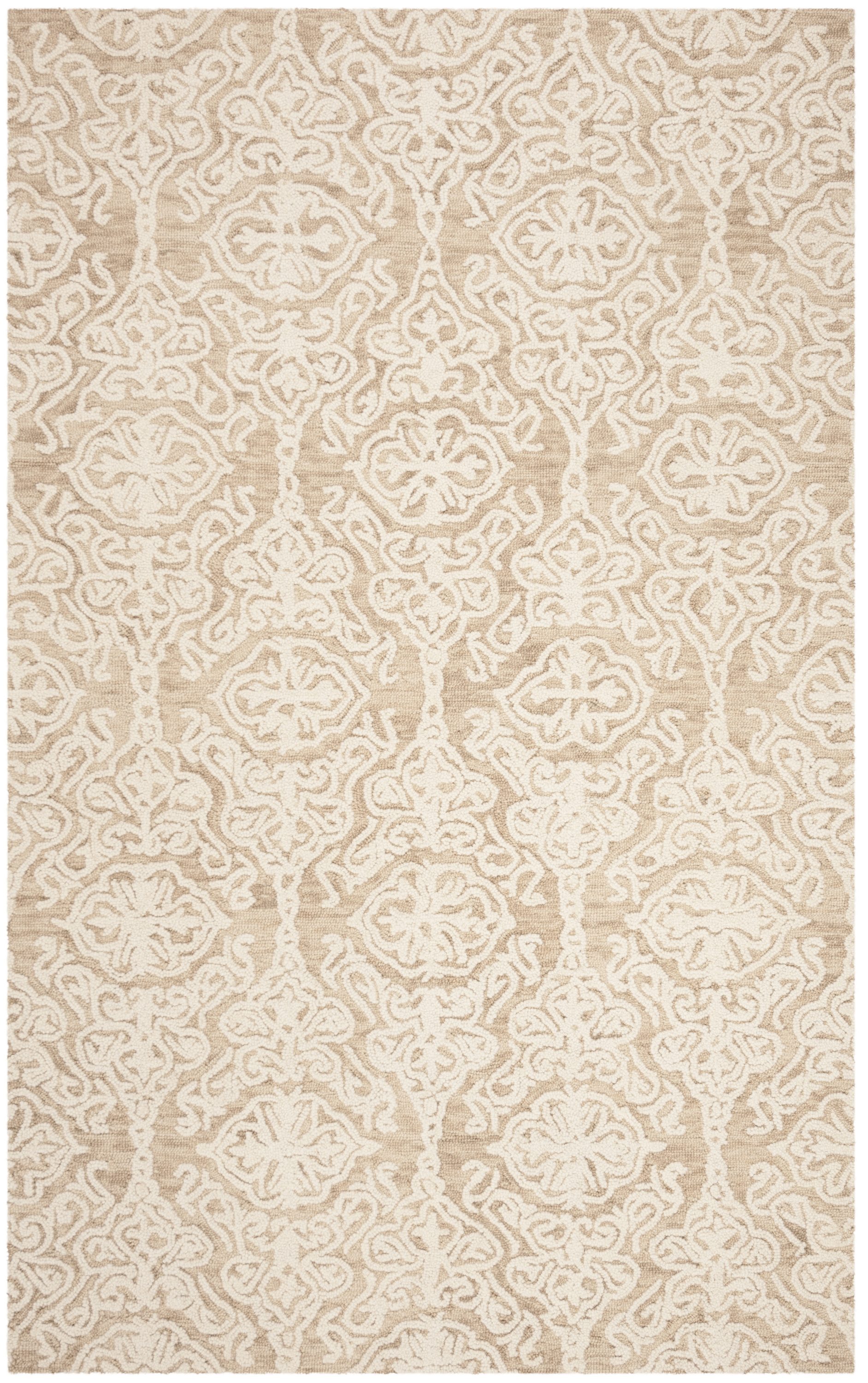 Safavieh BLM112B-6 Blossom Mahalia 6 x 9 (ft) Tufted Wool Beige/Ivory Rectangular Indoor Damask Farmhouse/Cottage Area rug