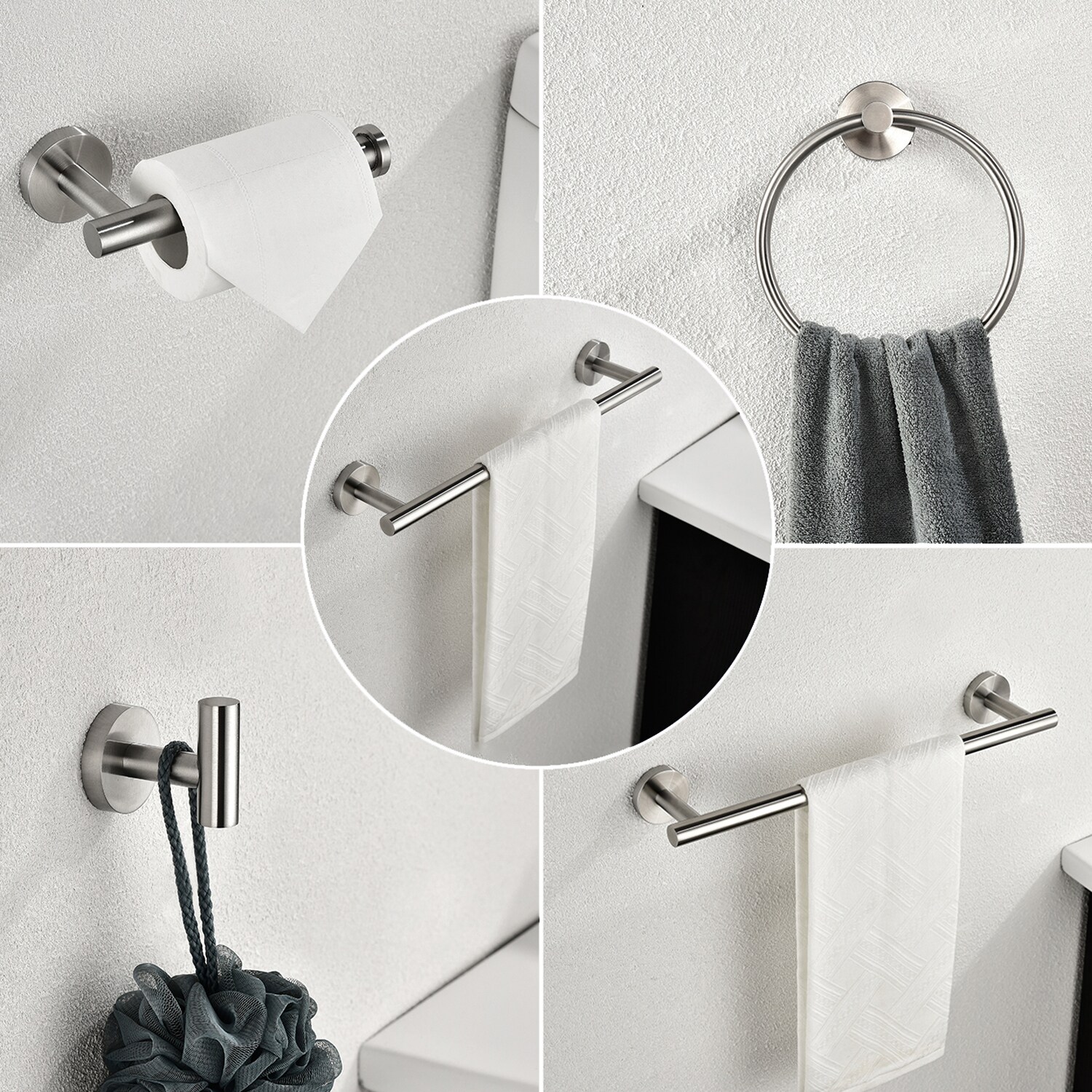Wall Mounted Modern Bathroom Hardware Set 304 Stainless Steel Bath  Accessories Painting Design Decoration