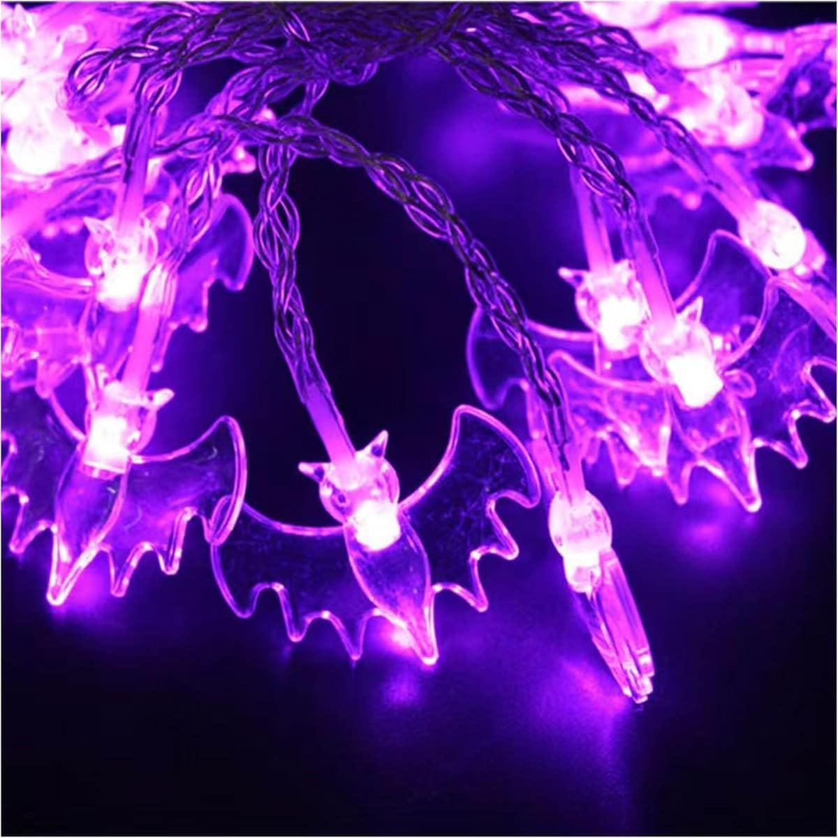 ZXQJRAQ  20 LED Halloween Bat String Lights 10ft Battery Powered Purple Glow for Indoor Outdoor Decor