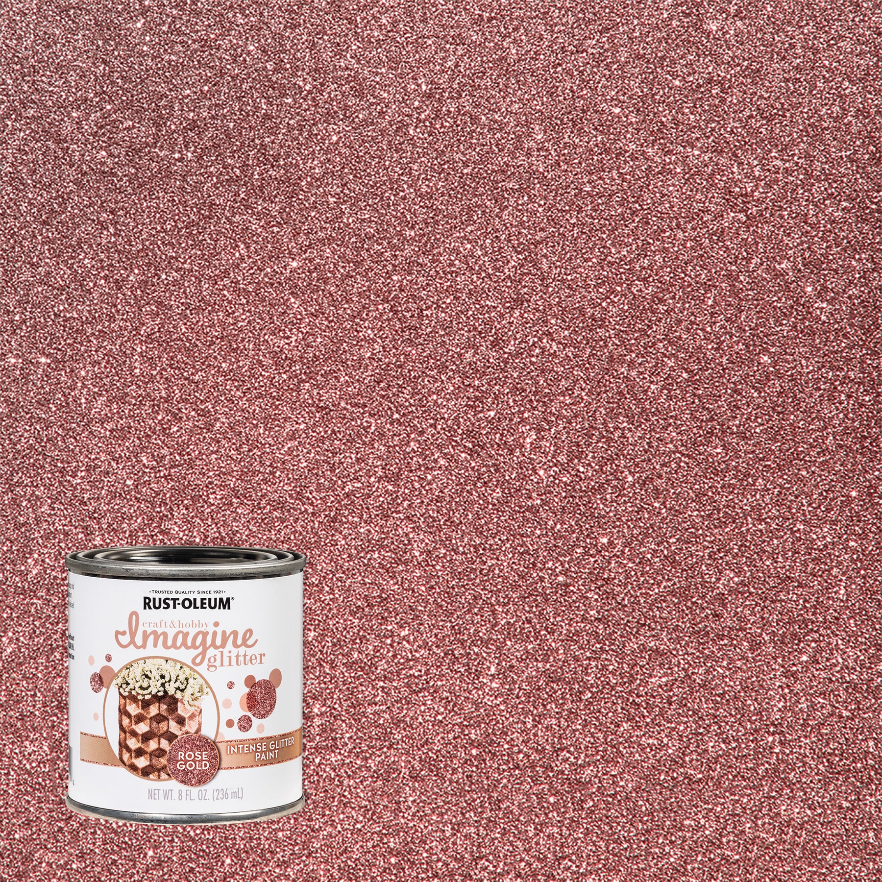 Rust-Oleum 360221 Glitter Interior Wall Paint, 28 oz, Rose Gold, 12 Fl Oz  (Pack of 1)